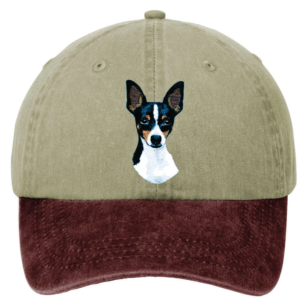 Toy Fox Terrier  Embroidered Two Tone Baseball Cap