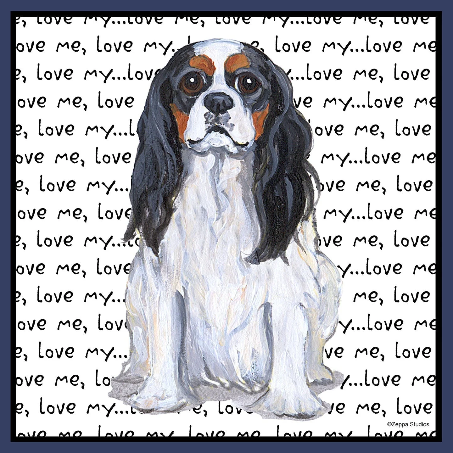 Tri-Color Cavalier King Charles Spaniel Love Text - Adult Unisex Crewneck Sweatshirt - Image 2