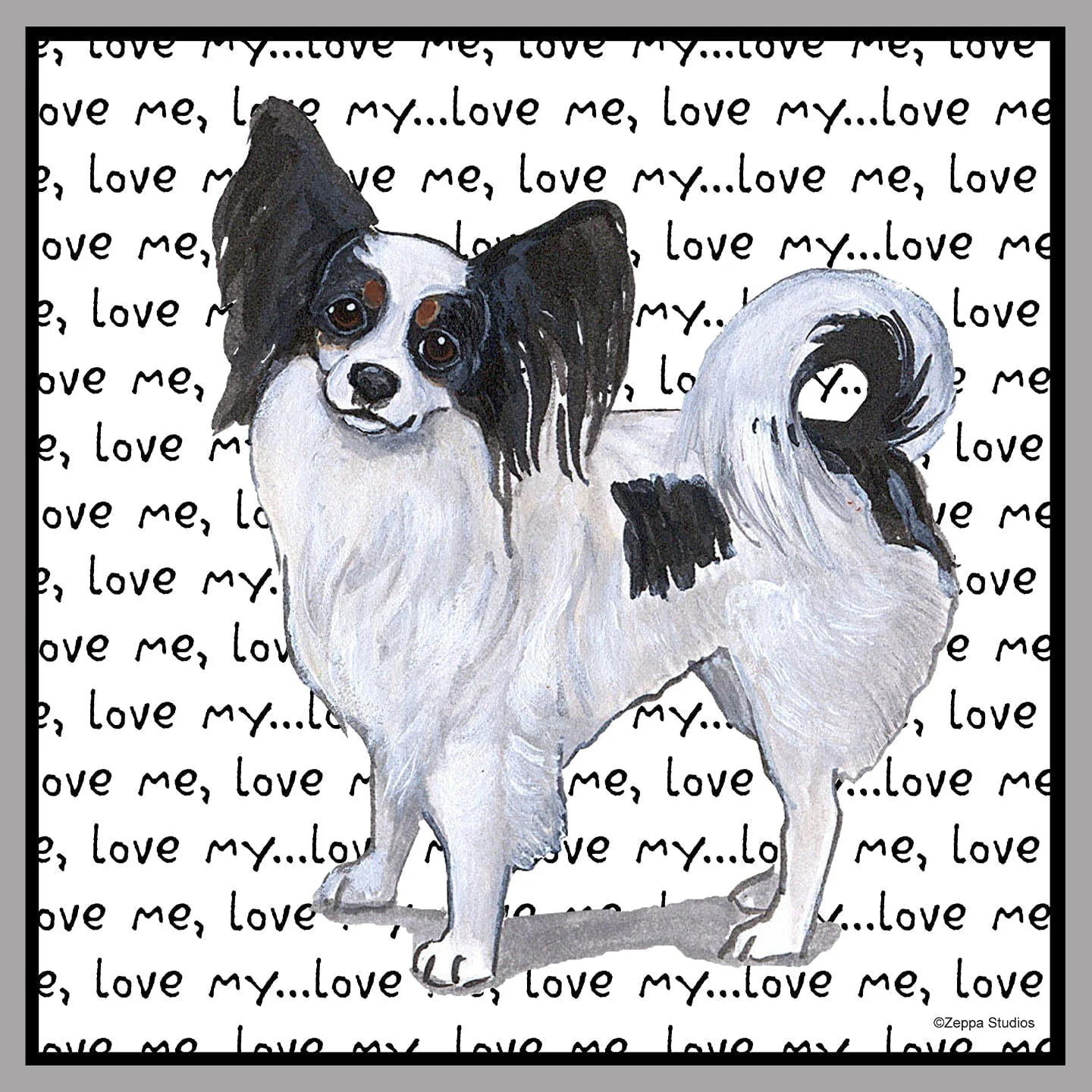 Tri-Color Papillon Love Text - Women's V-Neck T-Shirt - Image 2