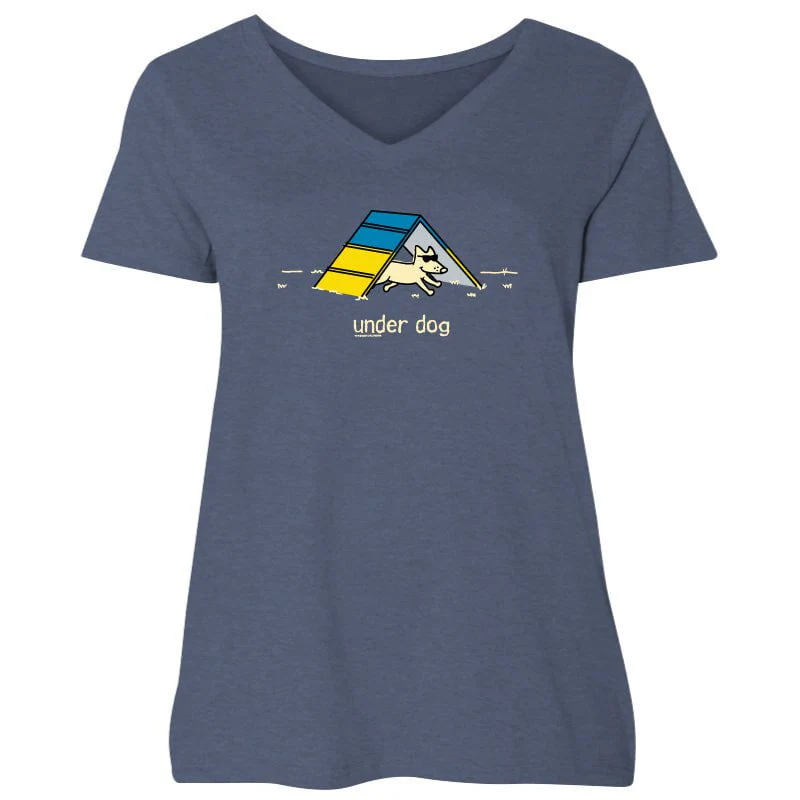 Under Dog - Ladies Curvy V-Neck Tee