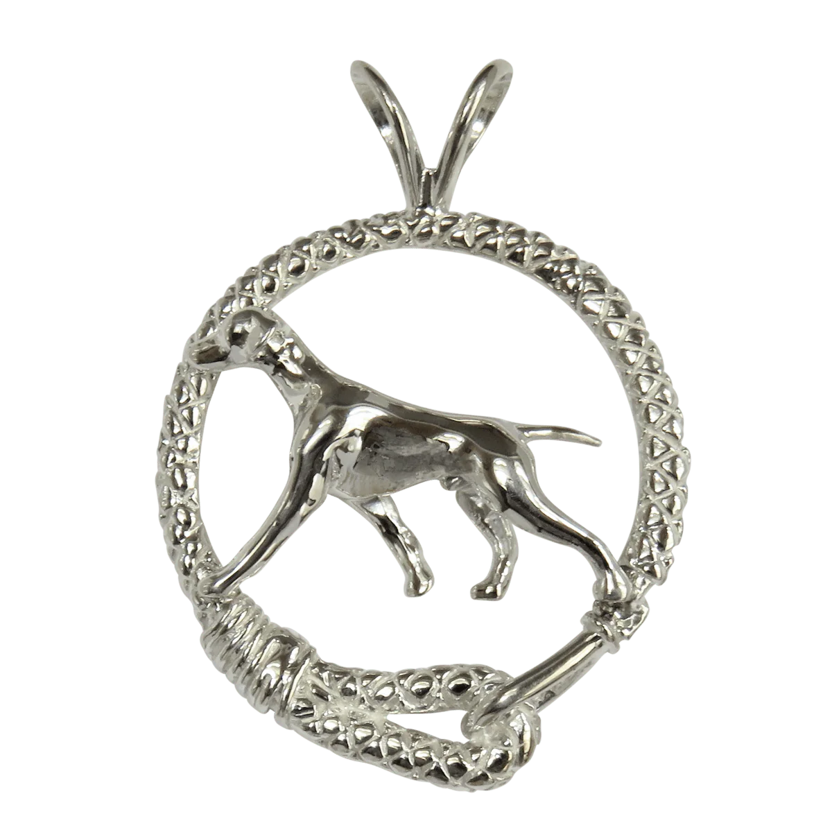 Vizsla in Solid Sterling Silver Leash Pendant
