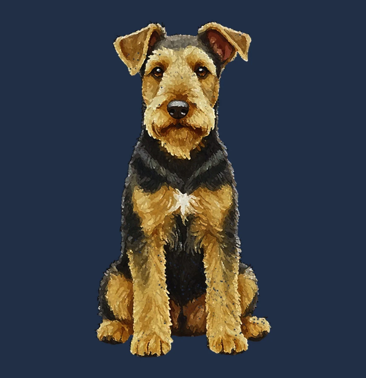 Watercolor Airedale Terrier Adult Unisex Garment-Dyed T-Shirt - Image 2