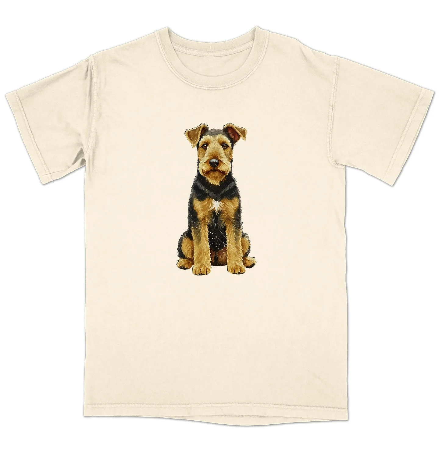 Watercolor Airedale Terrier Adult Unisex Garment-Dyed T-Shirt - Image 3