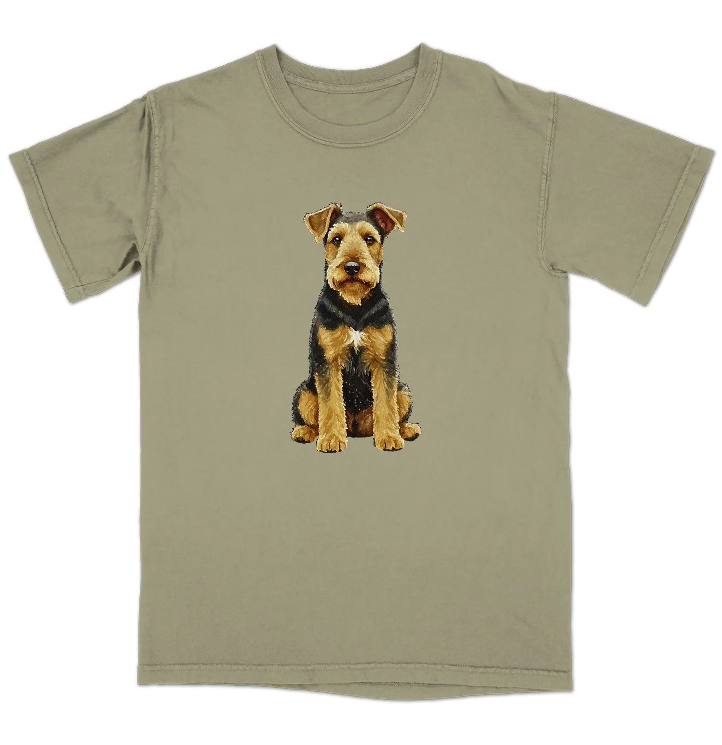 Watercolor Airedale Terrier Adult Unisex Garment-Dyed T-Shirt - Image 4
