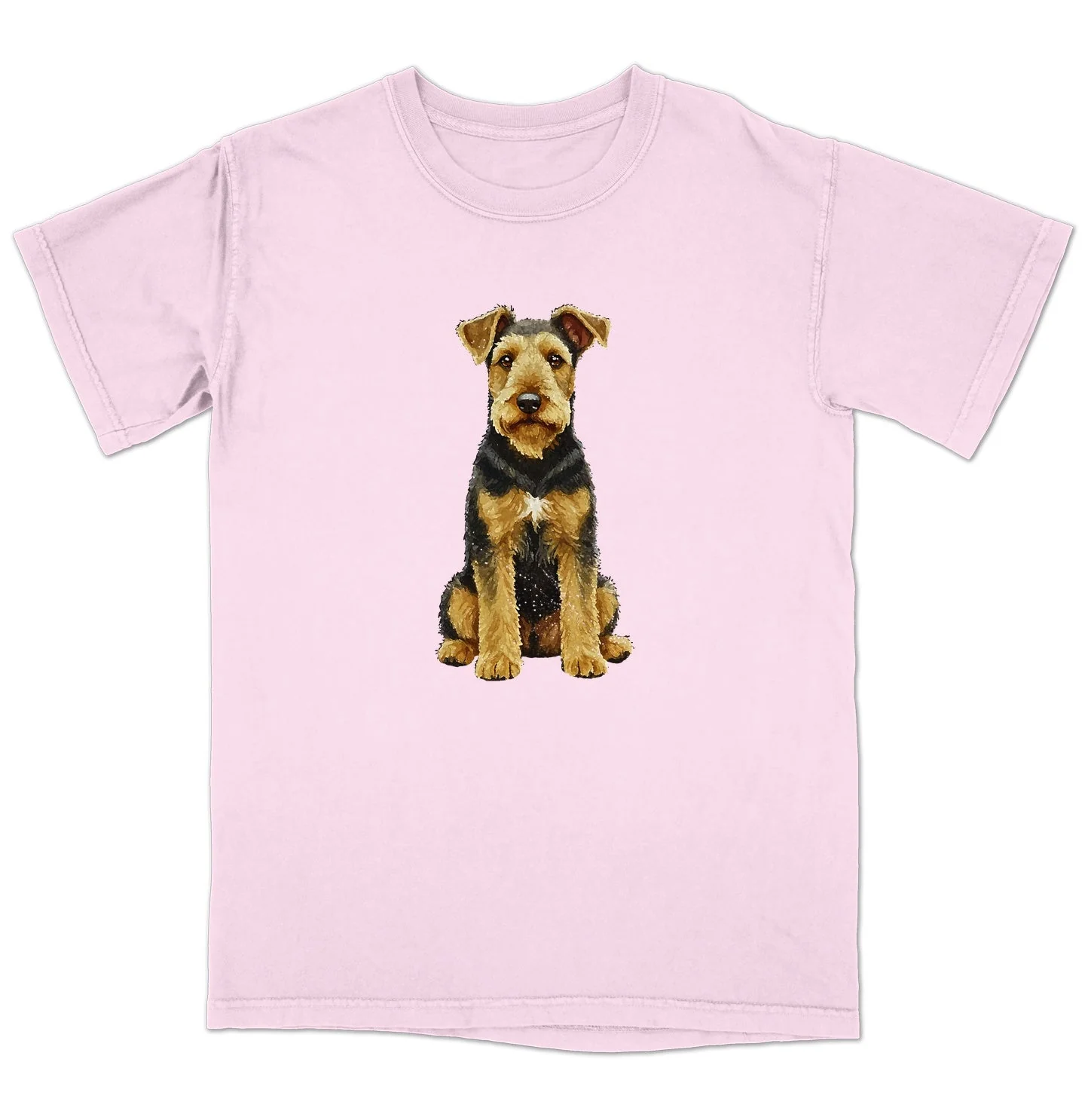 Watercolor Airedale Terrier Adult Unisex Garment-Dyed T-Shirt - Image 5