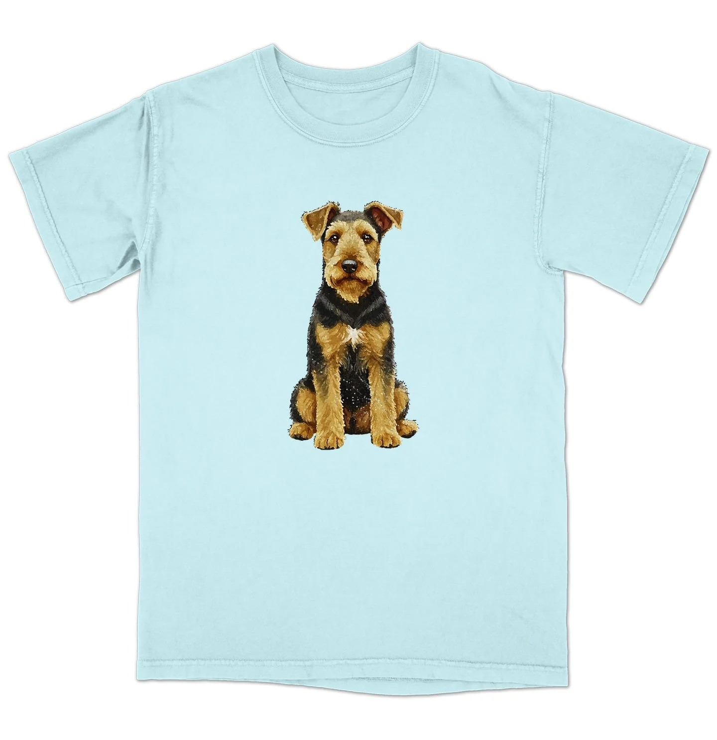 Watercolor Airedale Terrier Adult Unisex Garment-Dyed T-Shirt - Image 6