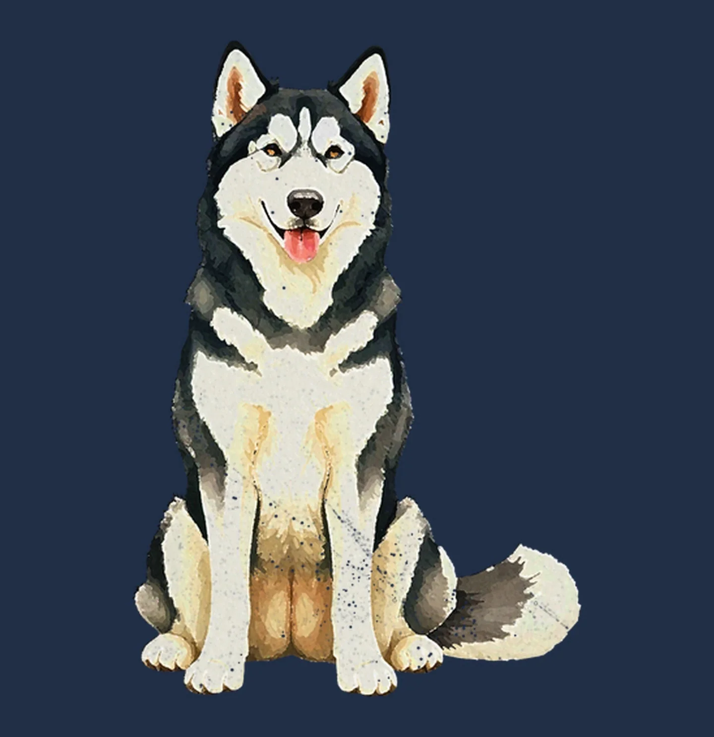 Watercolor Alaskan Malamute Adult Unisex T-Shirt - Image 2