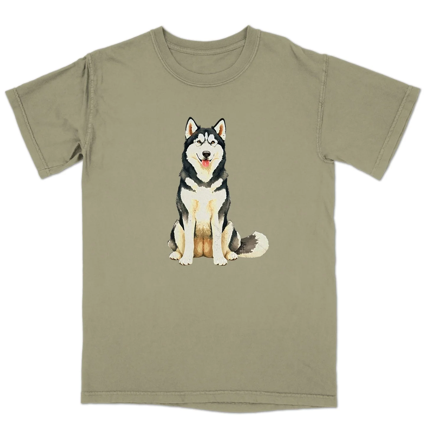 Watercolor Alaskan Malamute Adult Unisex T-Shirt - Image 4