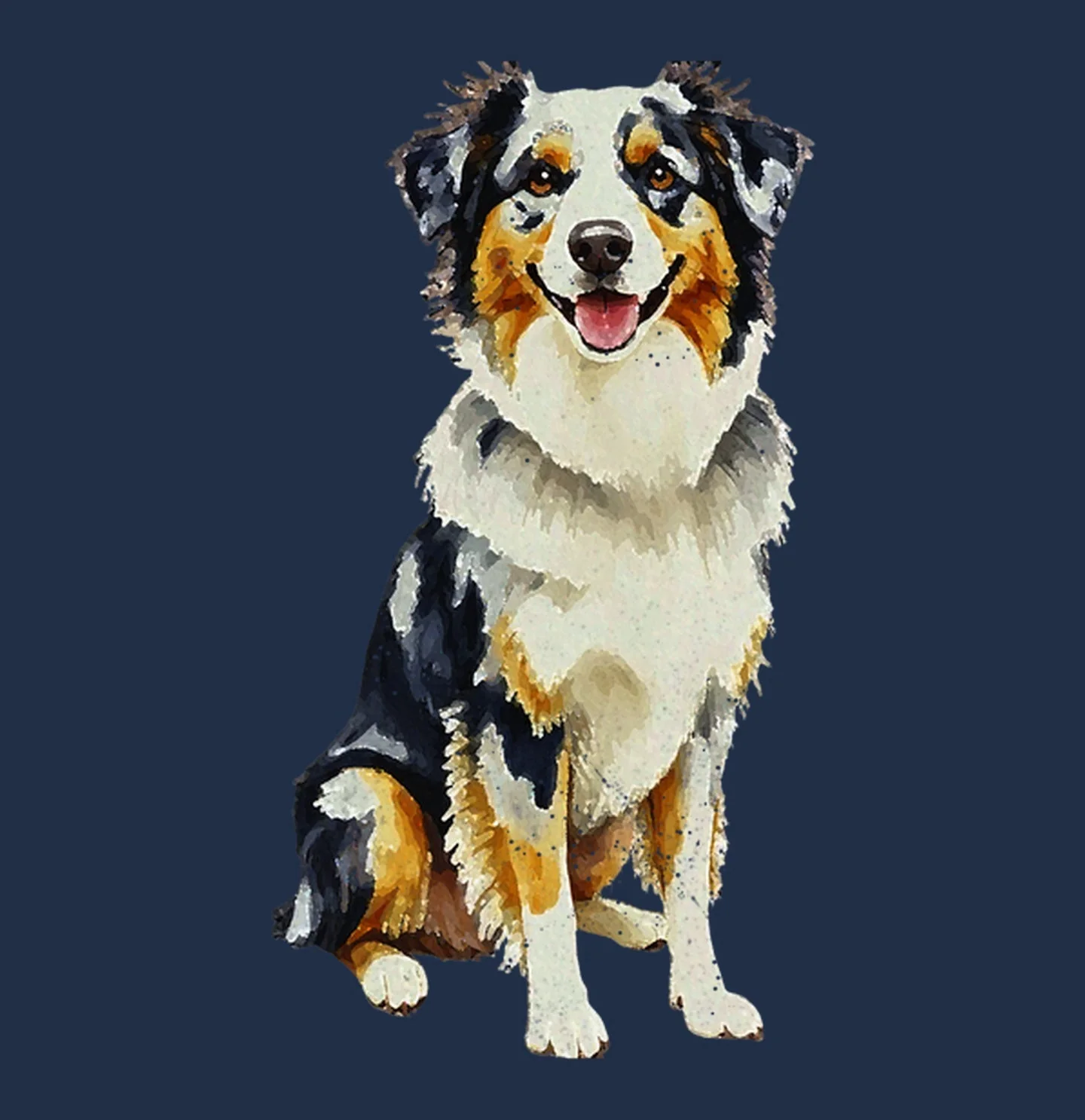 Watercolor Australian Shepherd Adult Unisex T-Shirt - Image 2