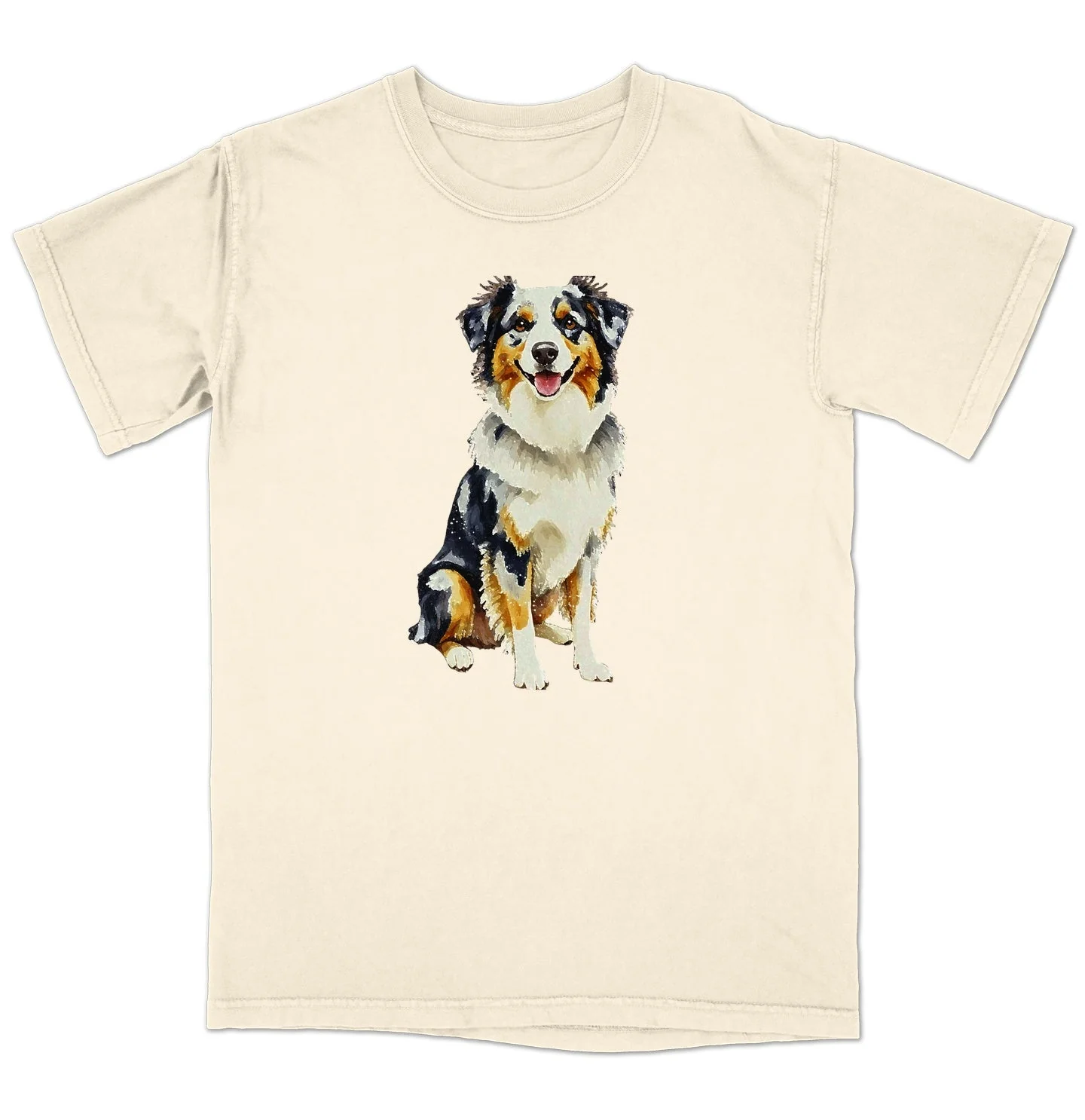 Watercolor Australian Shepherd Adult Unisex T-Shirt - Image 3