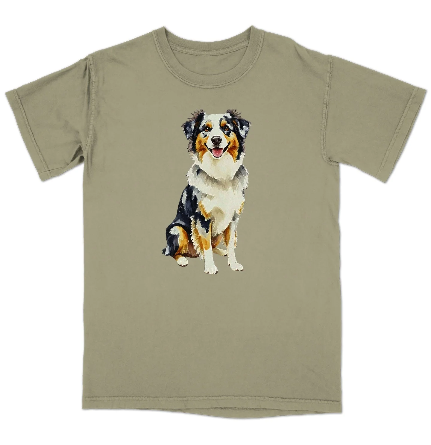 Watercolor Australian Shepherd Adult Unisex T-Shirt - Image 4