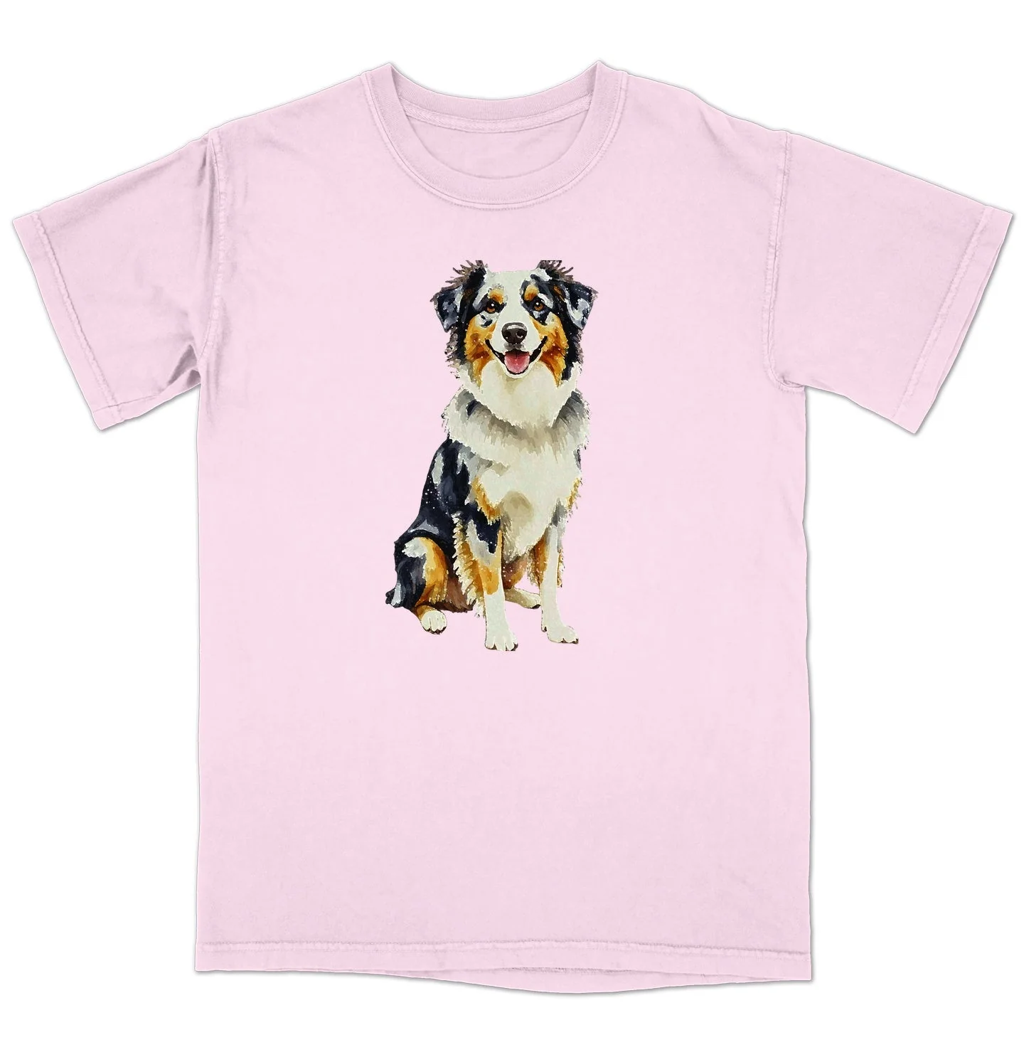 Watercolor Australian Shepherd Adult Unisex T-Shirt - Image 5