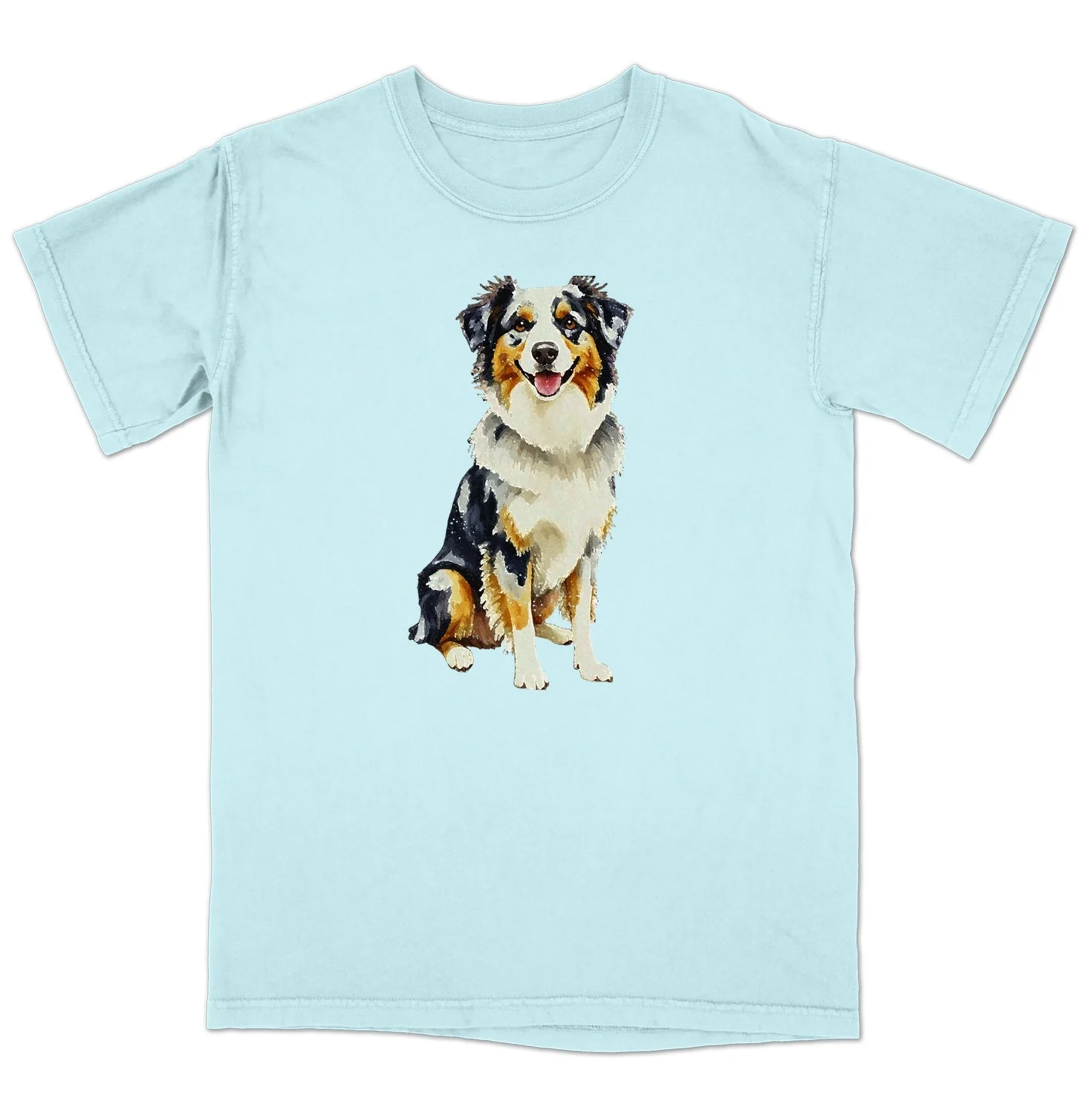 Watercolor Australian Shepherd Adult Unisex T-Shirt - Image 6