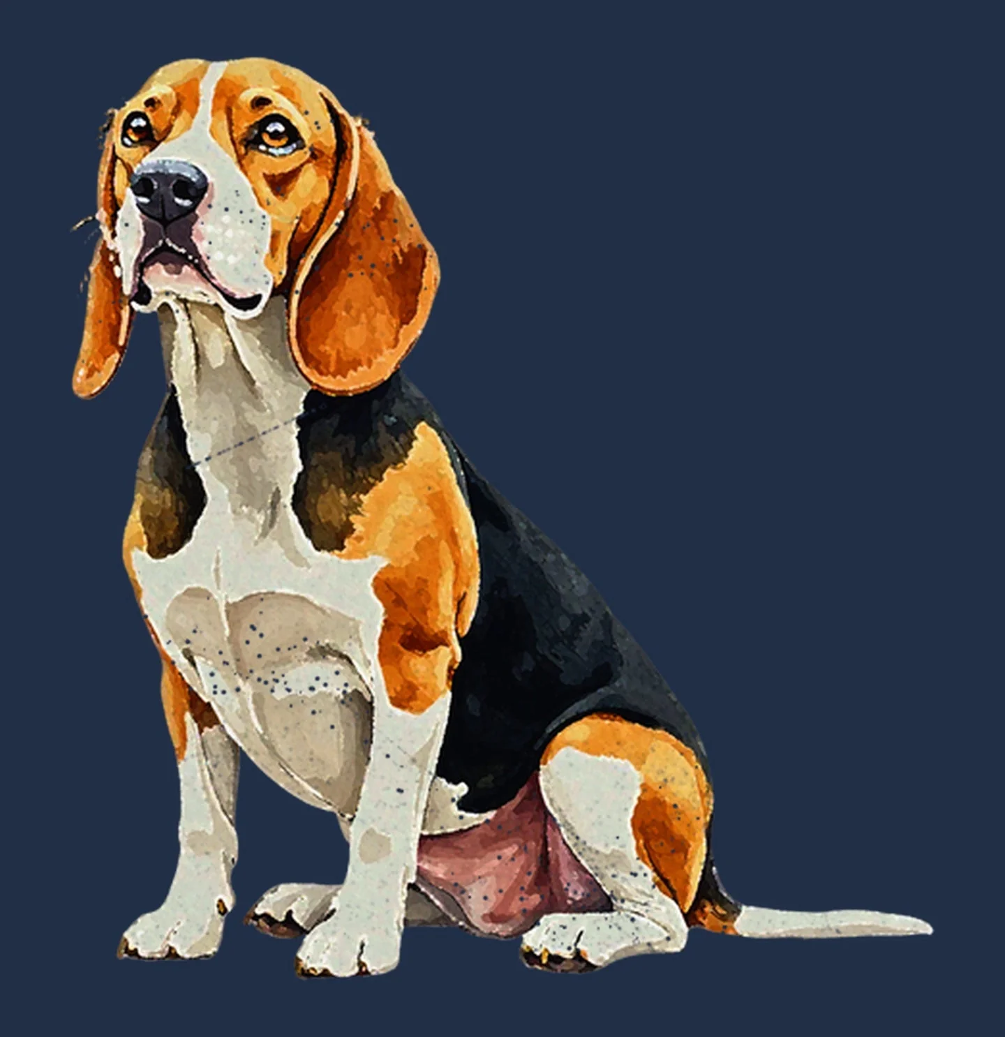 Watercolor Beagle Adult Unisex T-Shirt - Image 2