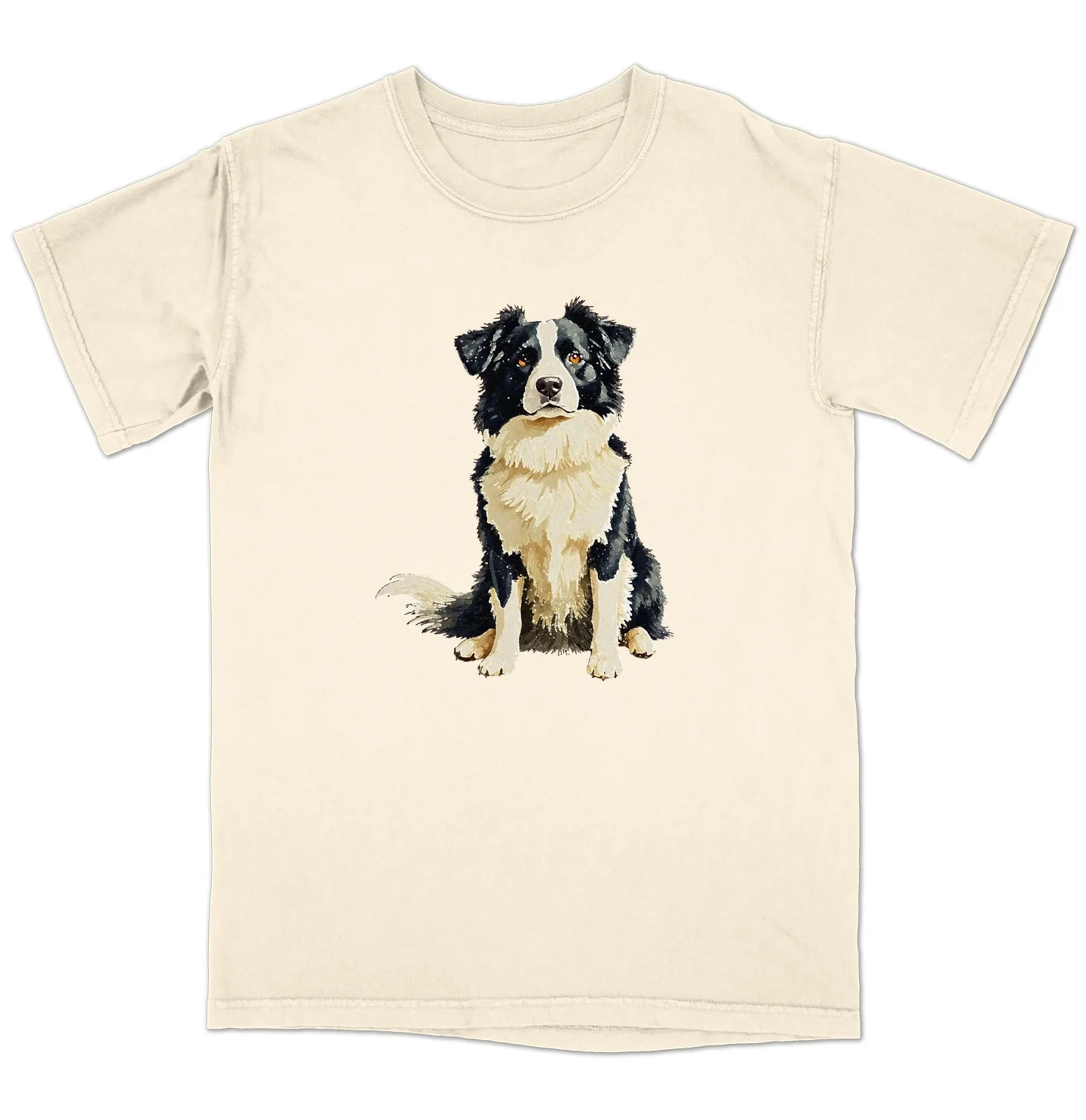 Watercolor Border Collie Adult Unisex T-Shirt - Image 3