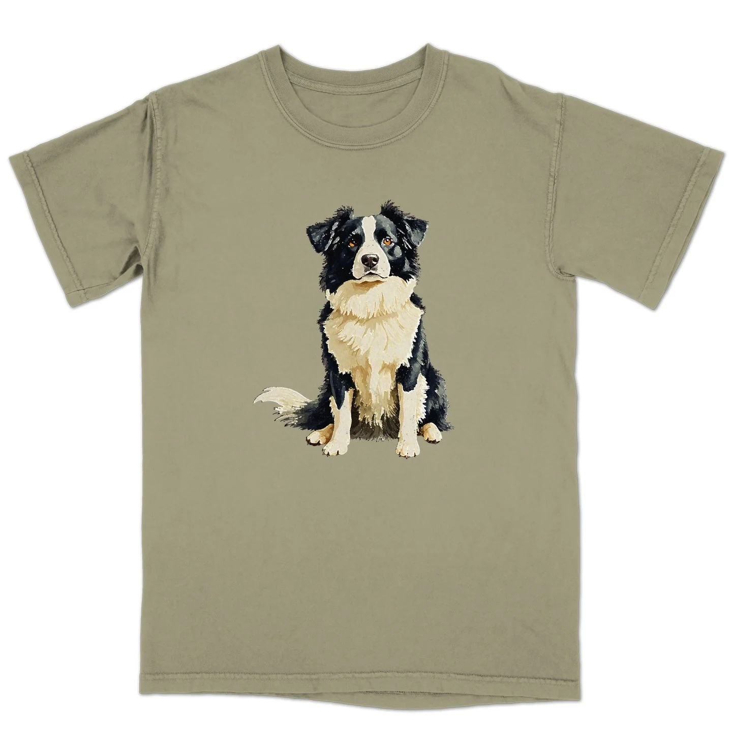 Watercolor Border Collie Adult Unisex T-Shirt - Image 4