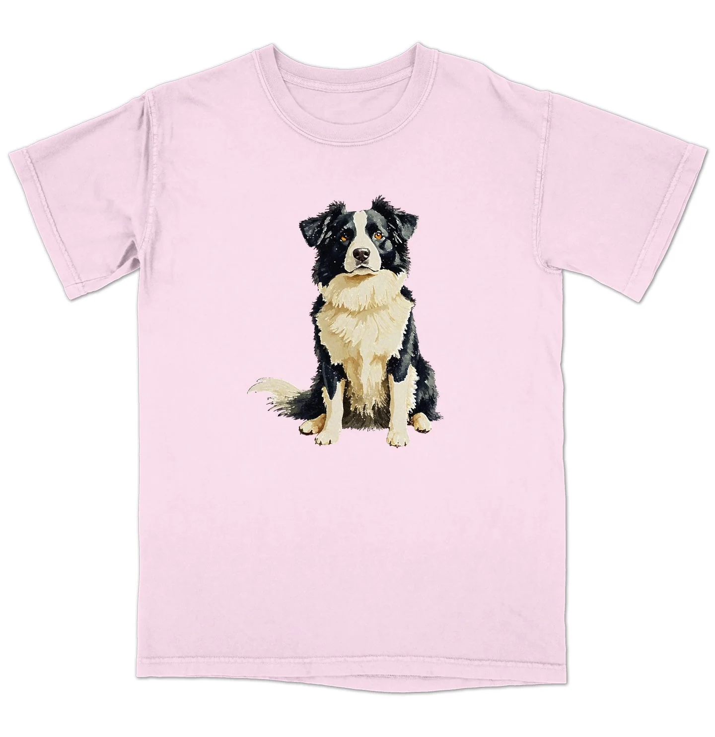 Watercolor Border Collie Adult Unisex T-Shirt - Image 5