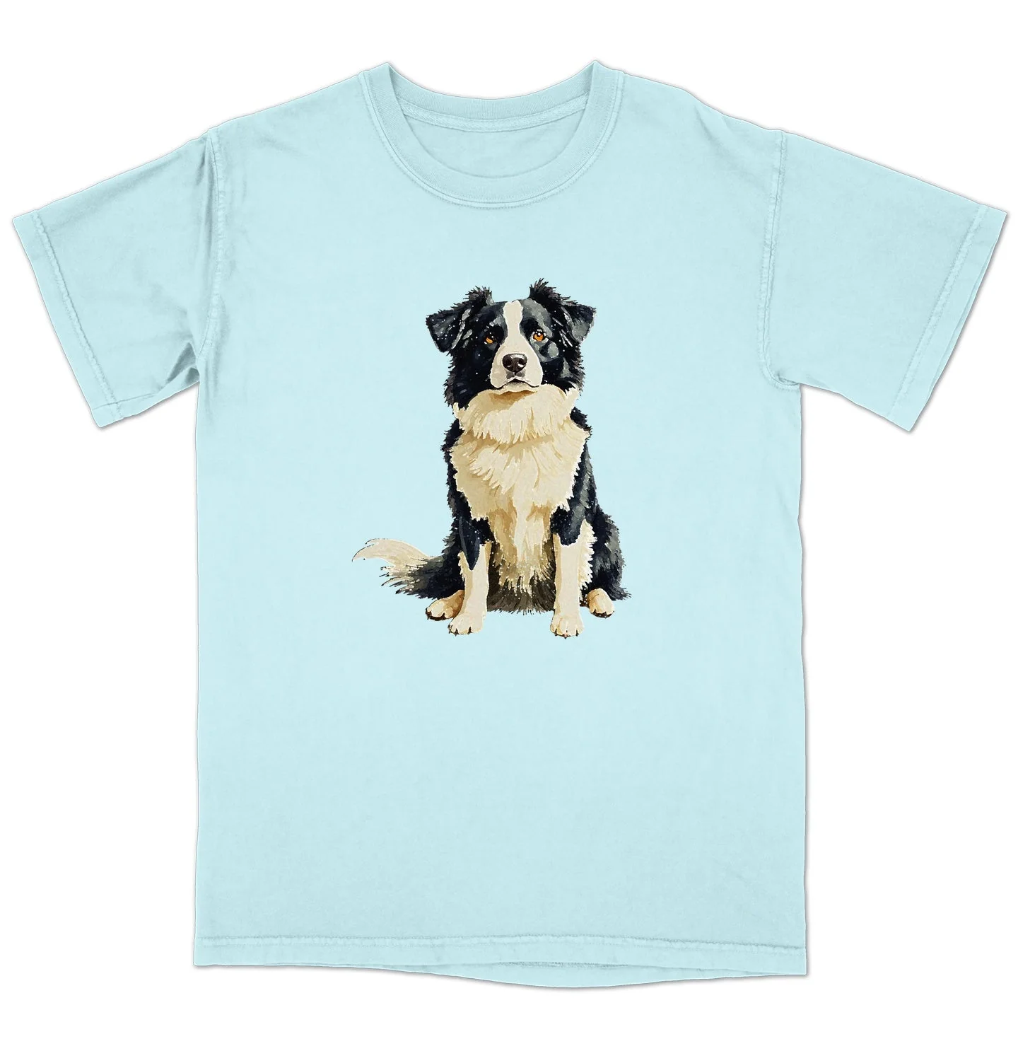 Watercolor Border Collie Adult Unisex T-Shirt - Image 6