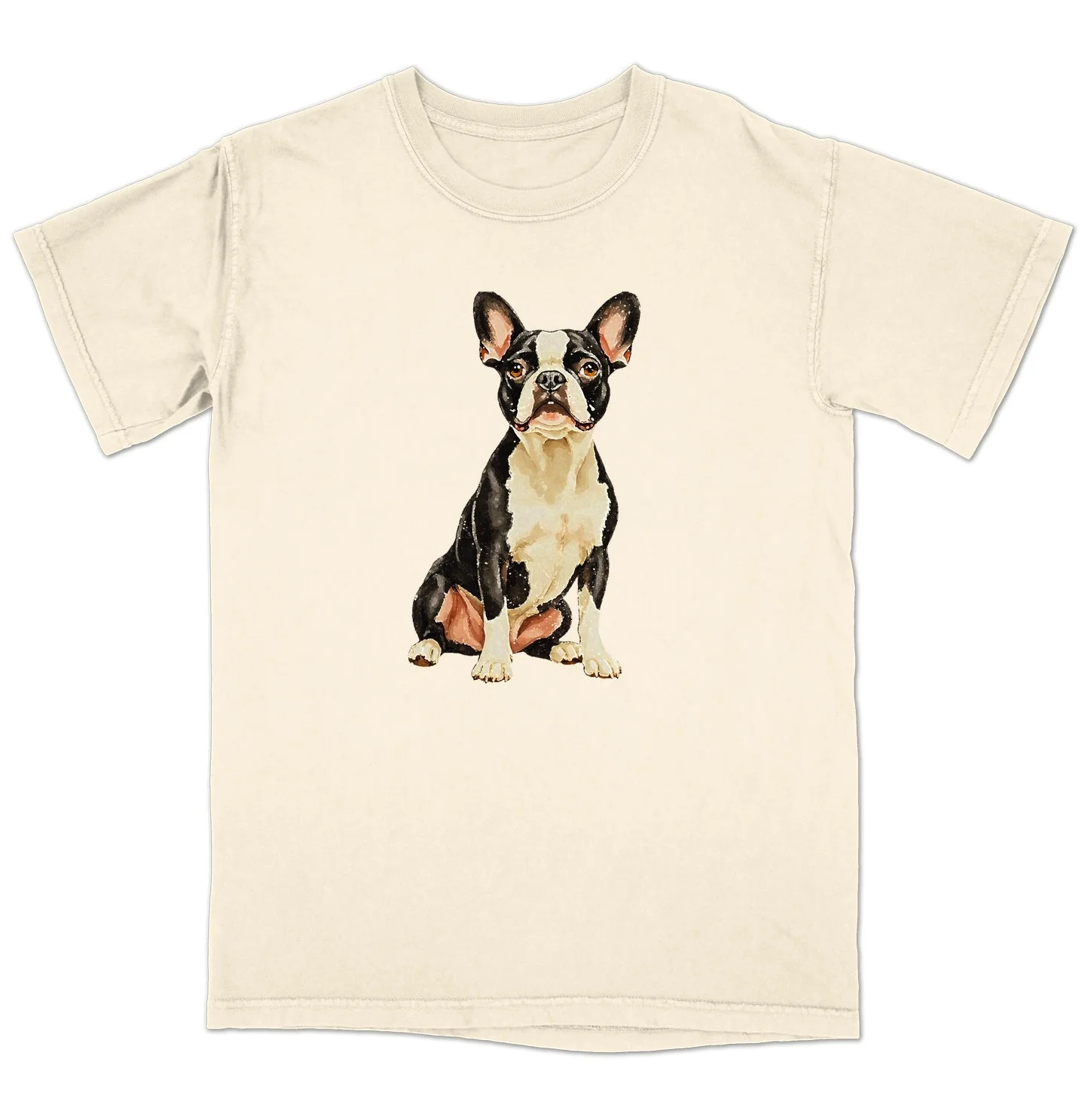 Watercolor Boston Terrier Adult Unisex T-Shirt - Image 3