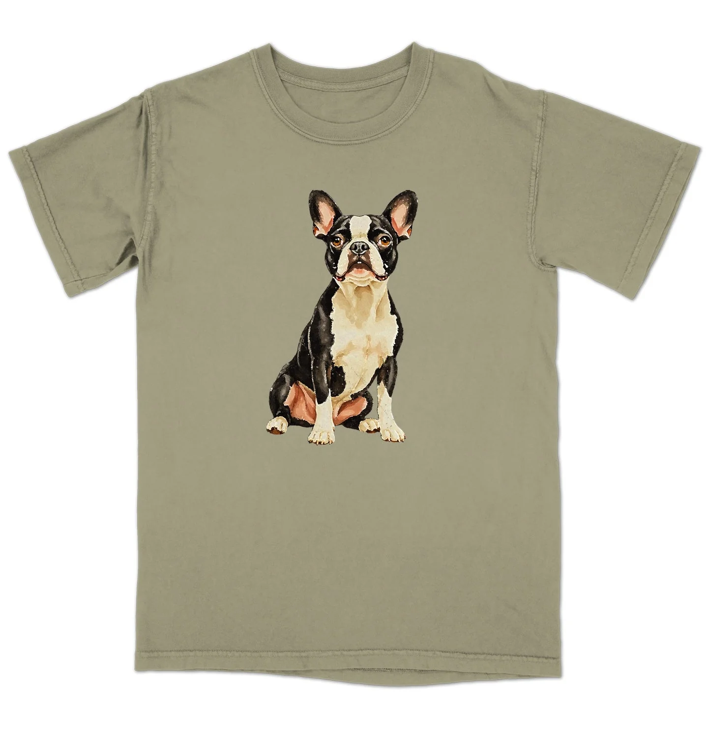 Watercolor Boston Terrier Adult Unisex T-Shirt - Image 4
