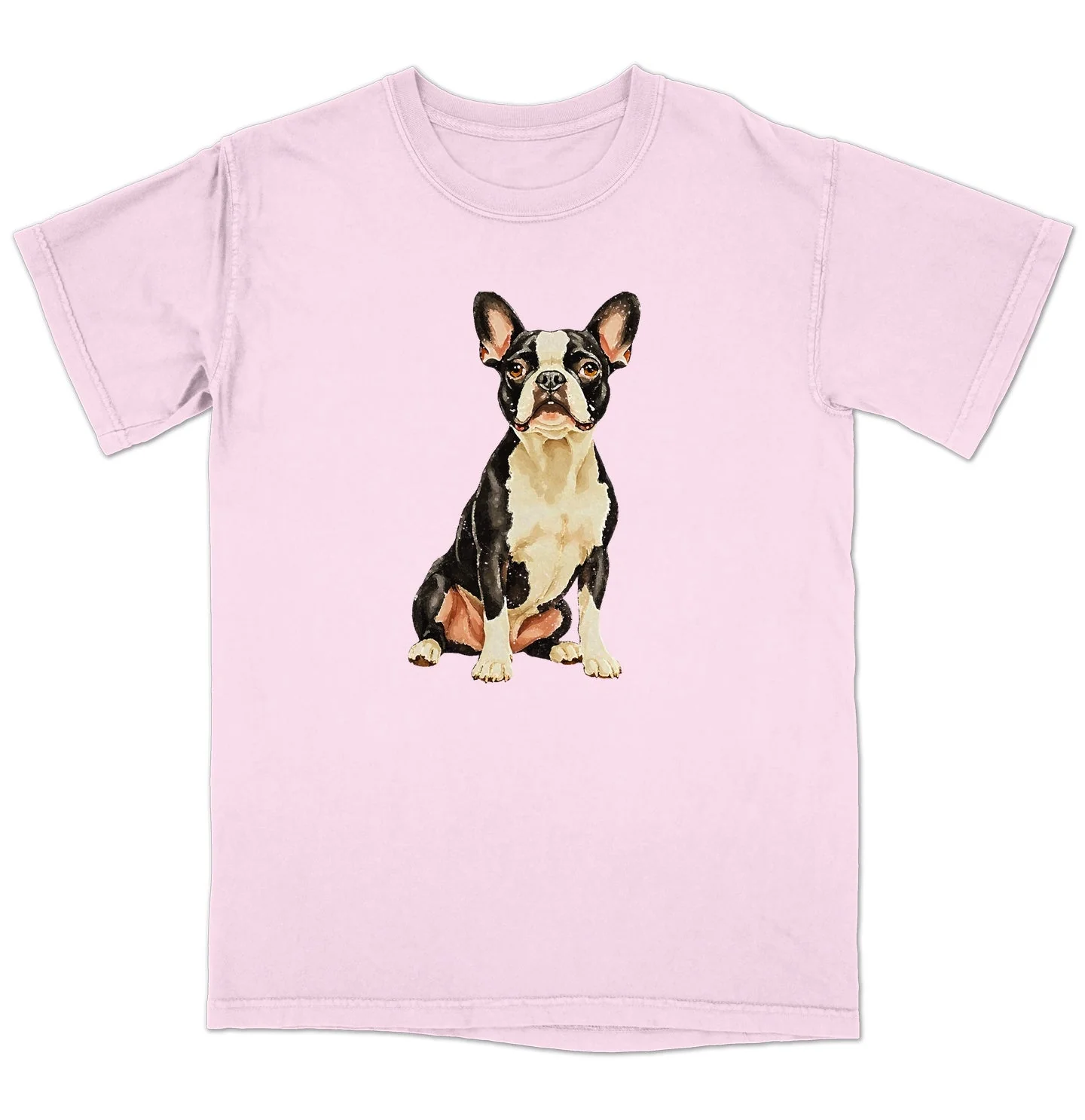Watercolor Boston Terrier Adult Unisex T-Shirt - Image 5