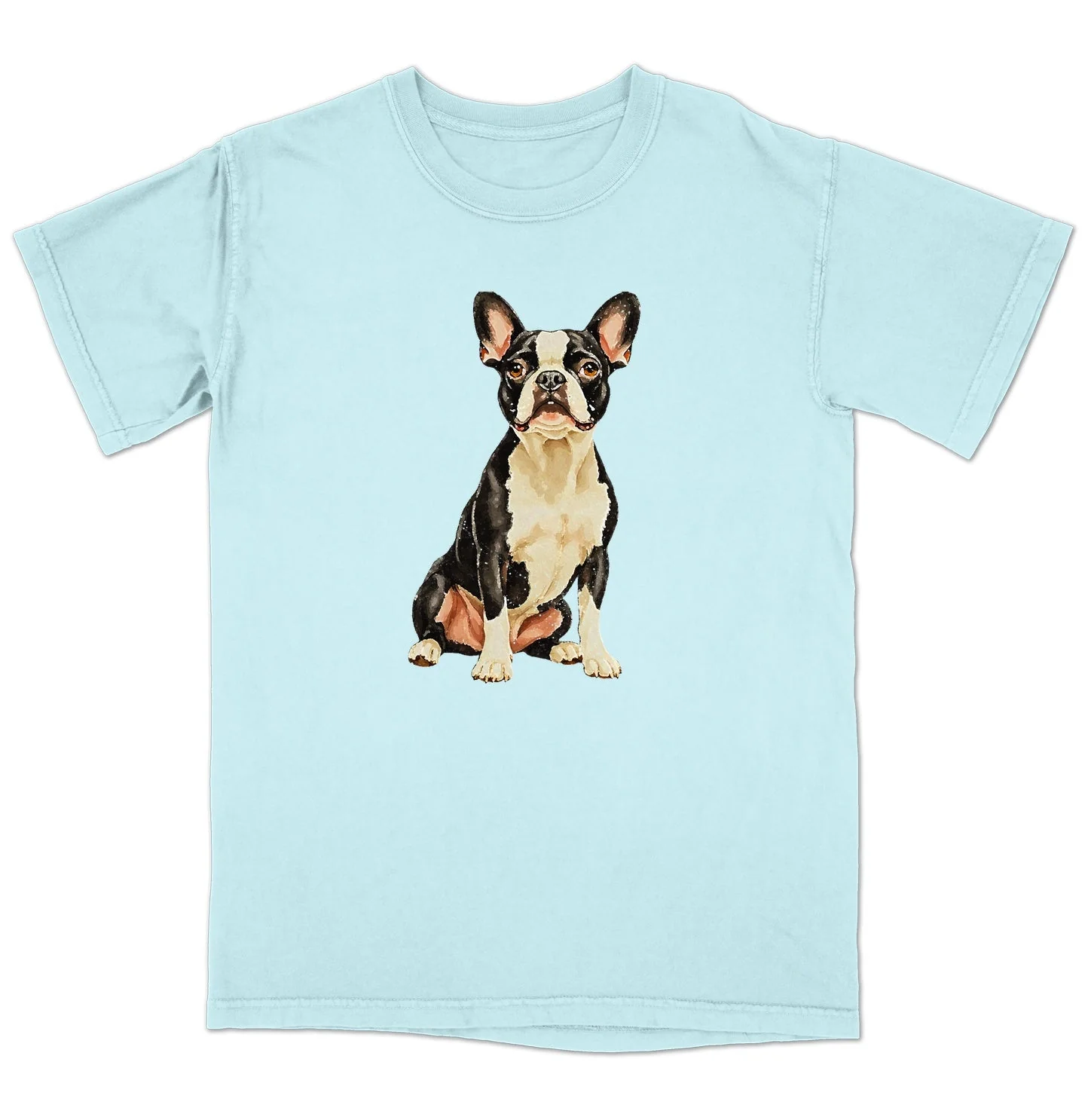 Watercolor Boston Terrier Adult Unisex T-Shirt - Image 6