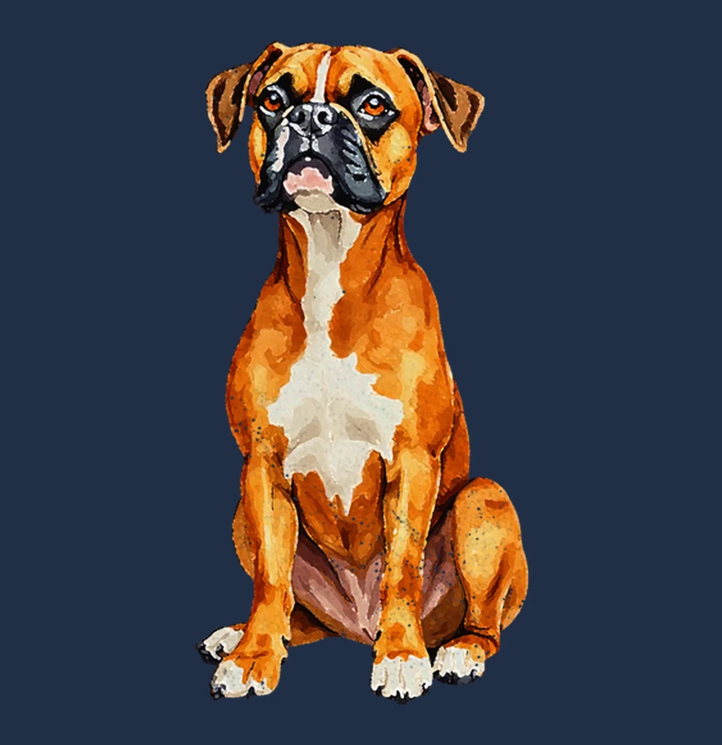 Watercolor Boxer Adult Unisex T-Shirt - Image 2