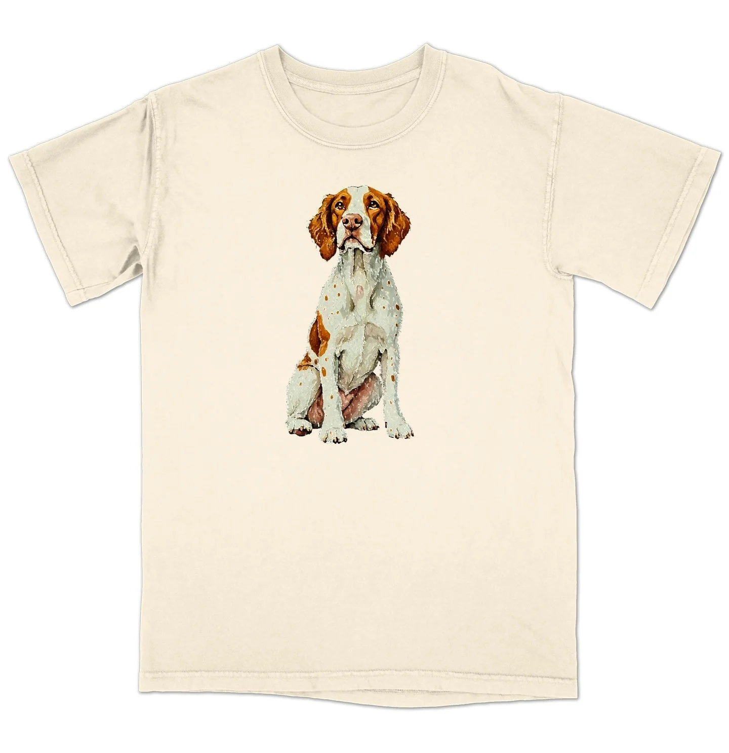 Watercolor Brittany Adult Unisex T-Shirt - Image 3
