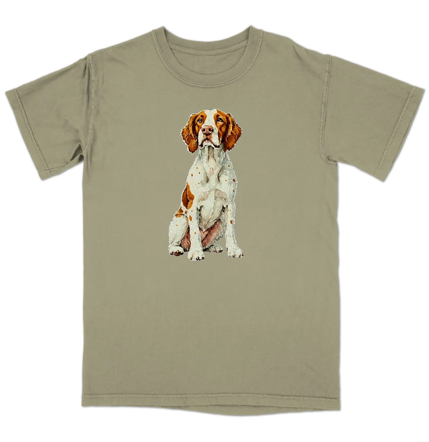 Watercolor Brittany Adult Unisex T-Shirt - Image 4