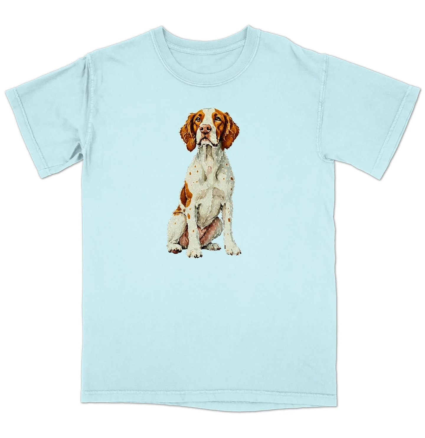 Watercolor Brittany Adult Unisex T-Shirt - Image 6