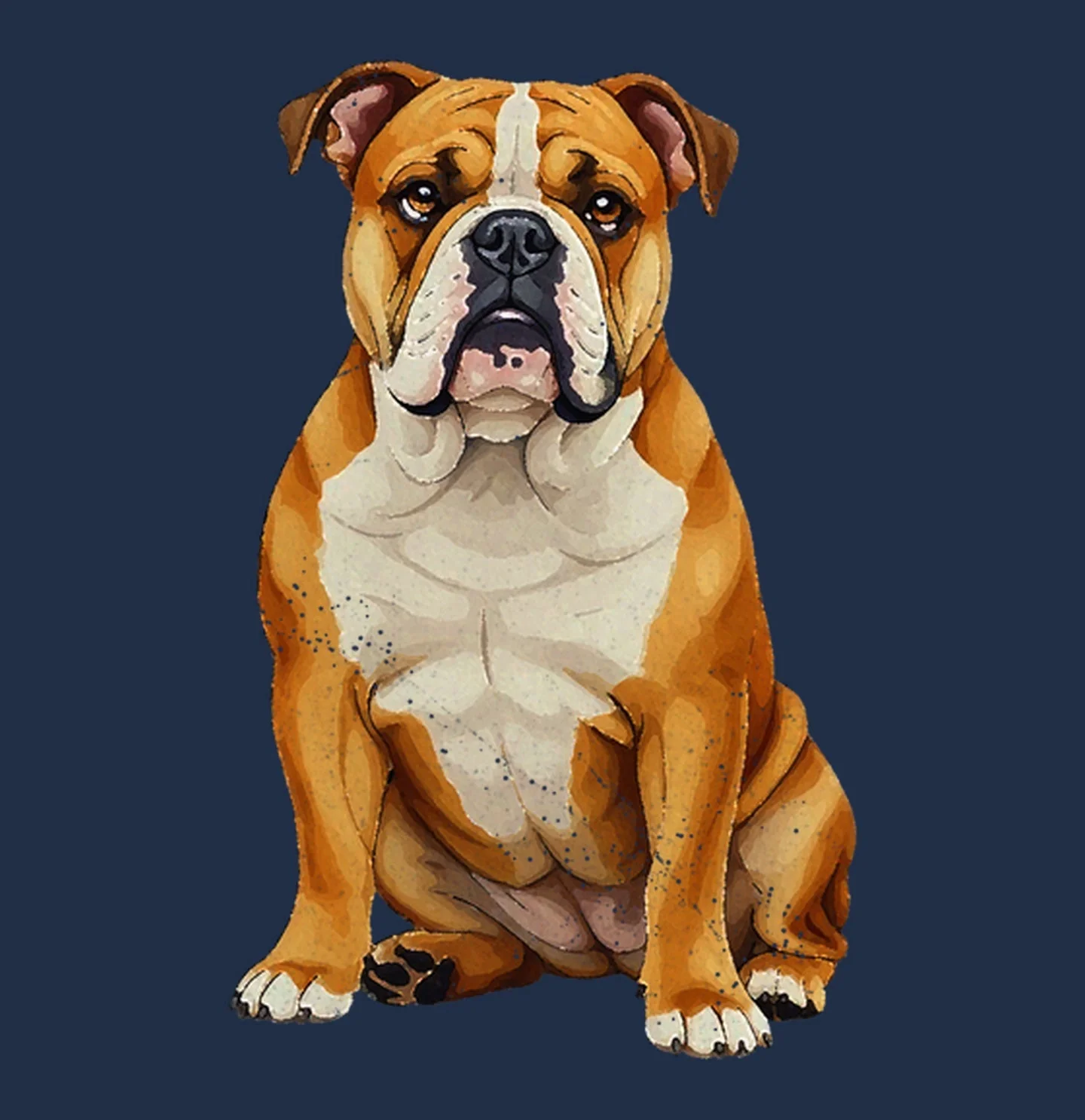 Watercolor Bulldog Adult Unisex T-Shirt - Image 2