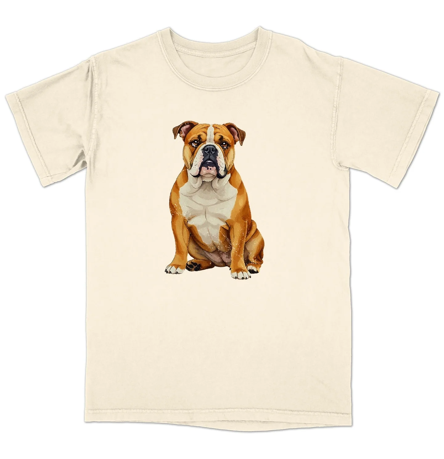 Watercolor Bulldog Adult Unisex T-Shirt - Image 3