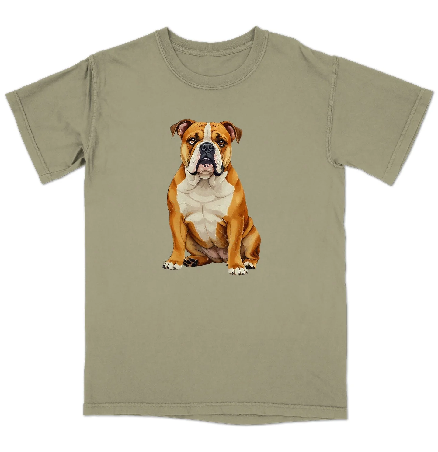 Watercolor Bulldog Adult Unisex T-Shirt - Image 4