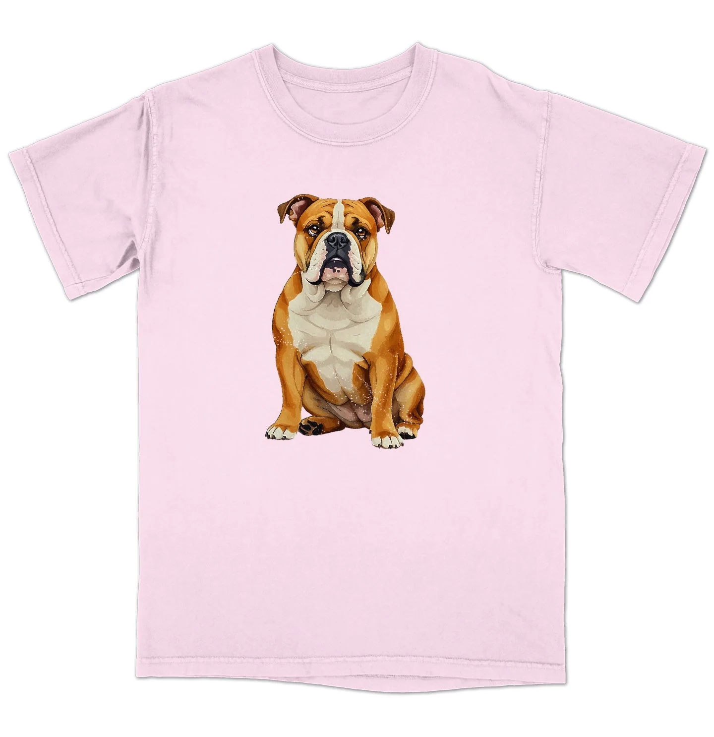 Watercolor Bulldog Adult Unisex T-Shirt - Image 5