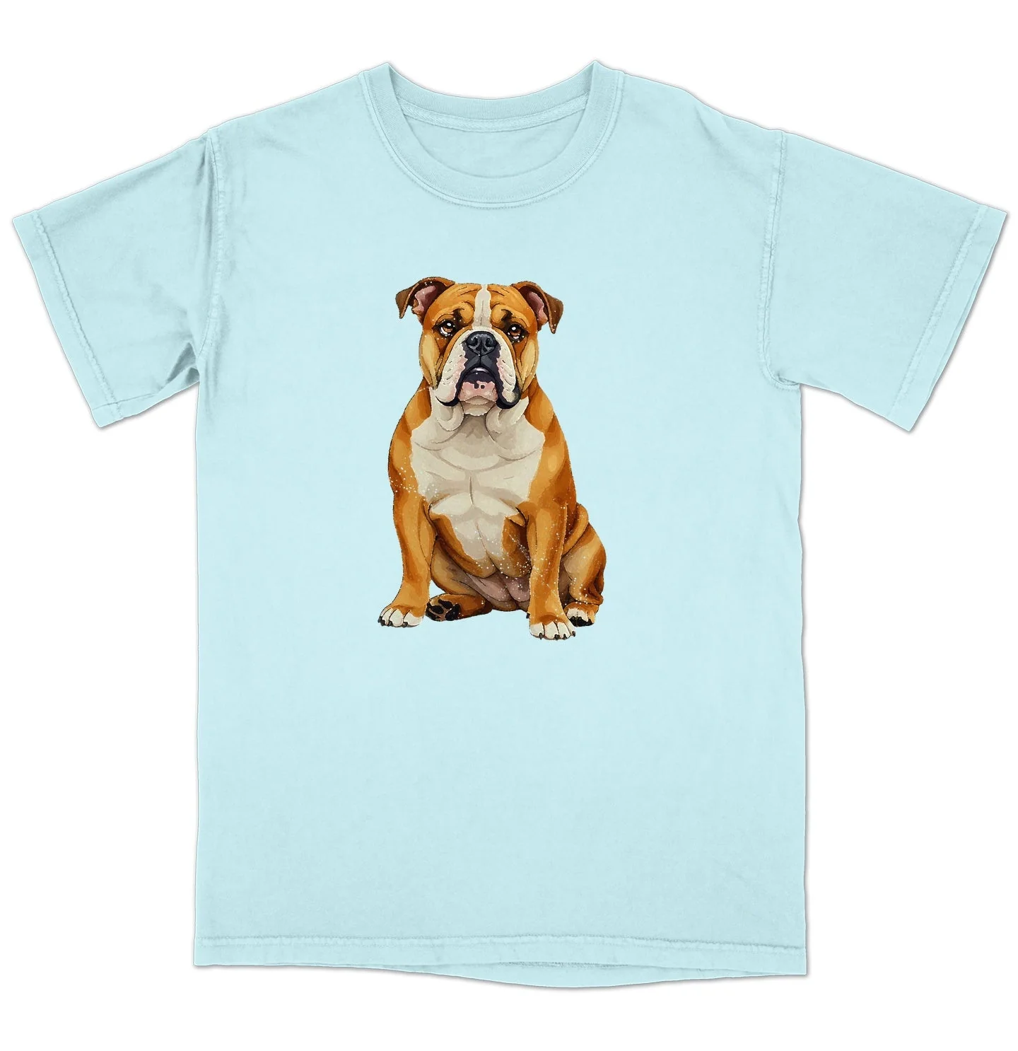 Watercolor Bulldog Adult Unisex T-Shirt - Image 6