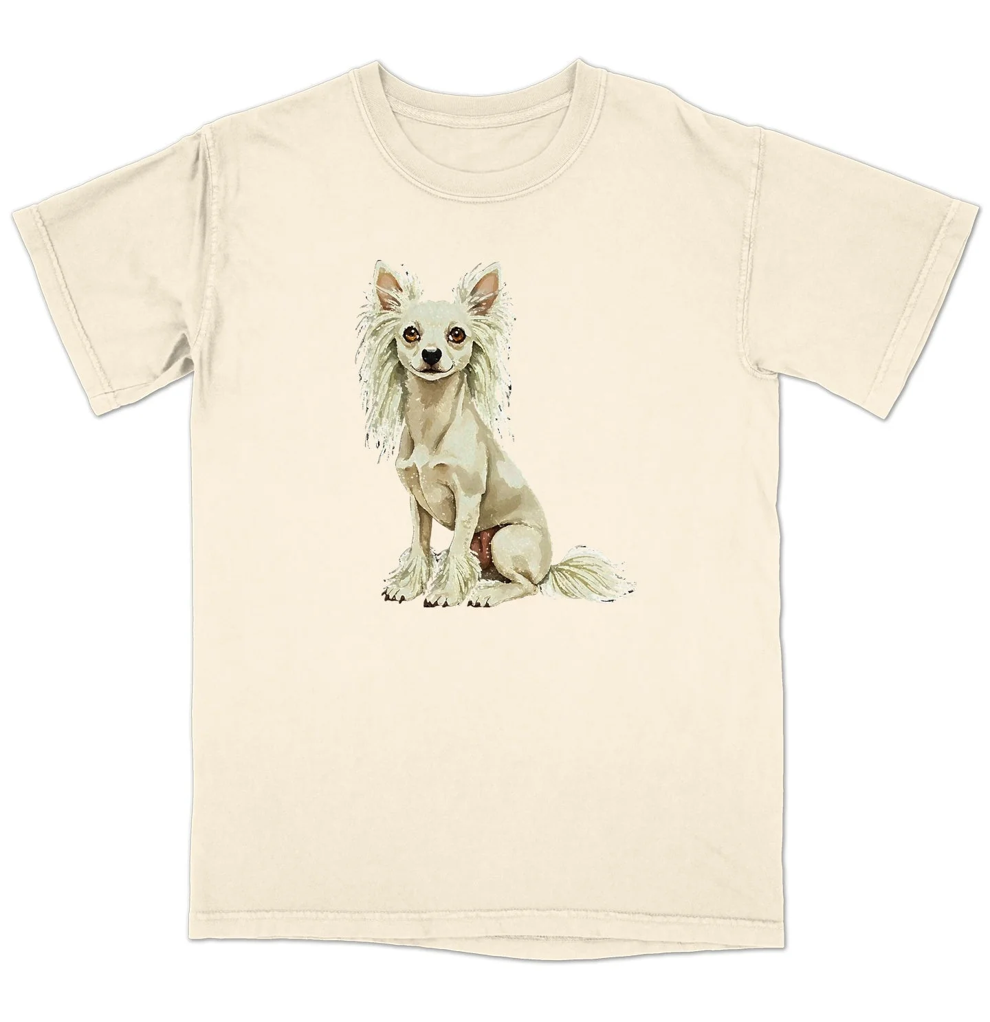 Watercolor Chinese Crested Adult Unisex T-Shirt - Image 3