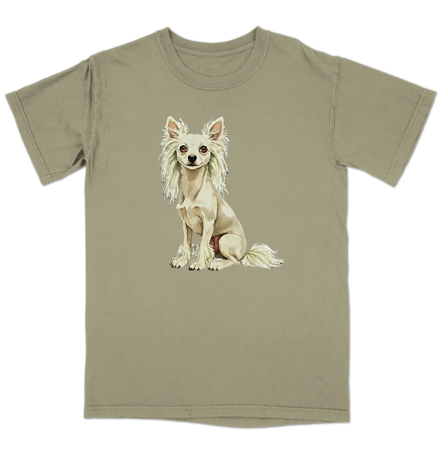 Watercolor Chinese Crested Adult Unisex T-Shirt - Image 4