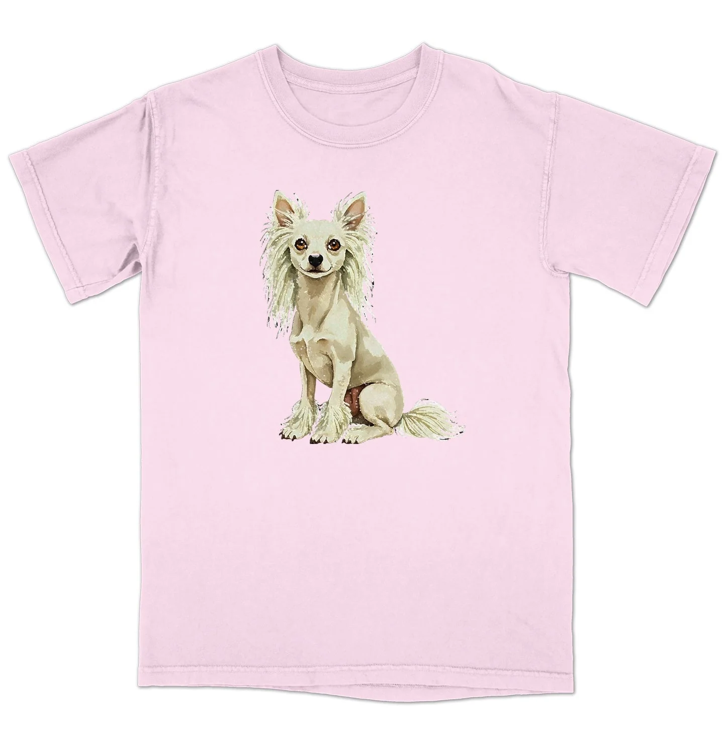 Watercolor Chinese Crested Adult Unisex T-Shirt - Image 5