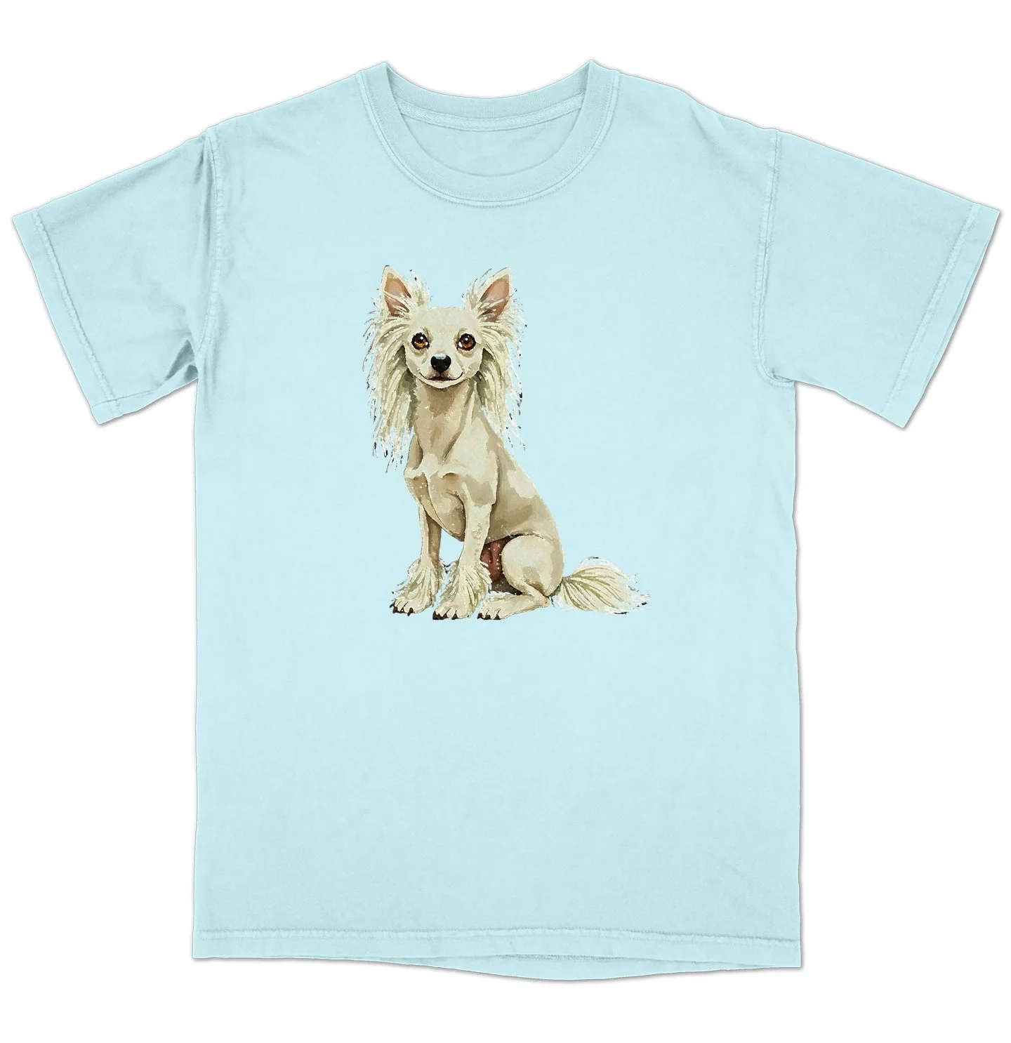 Watercolor Chinese Crested Adult Unisex T-Shirt - Image 6