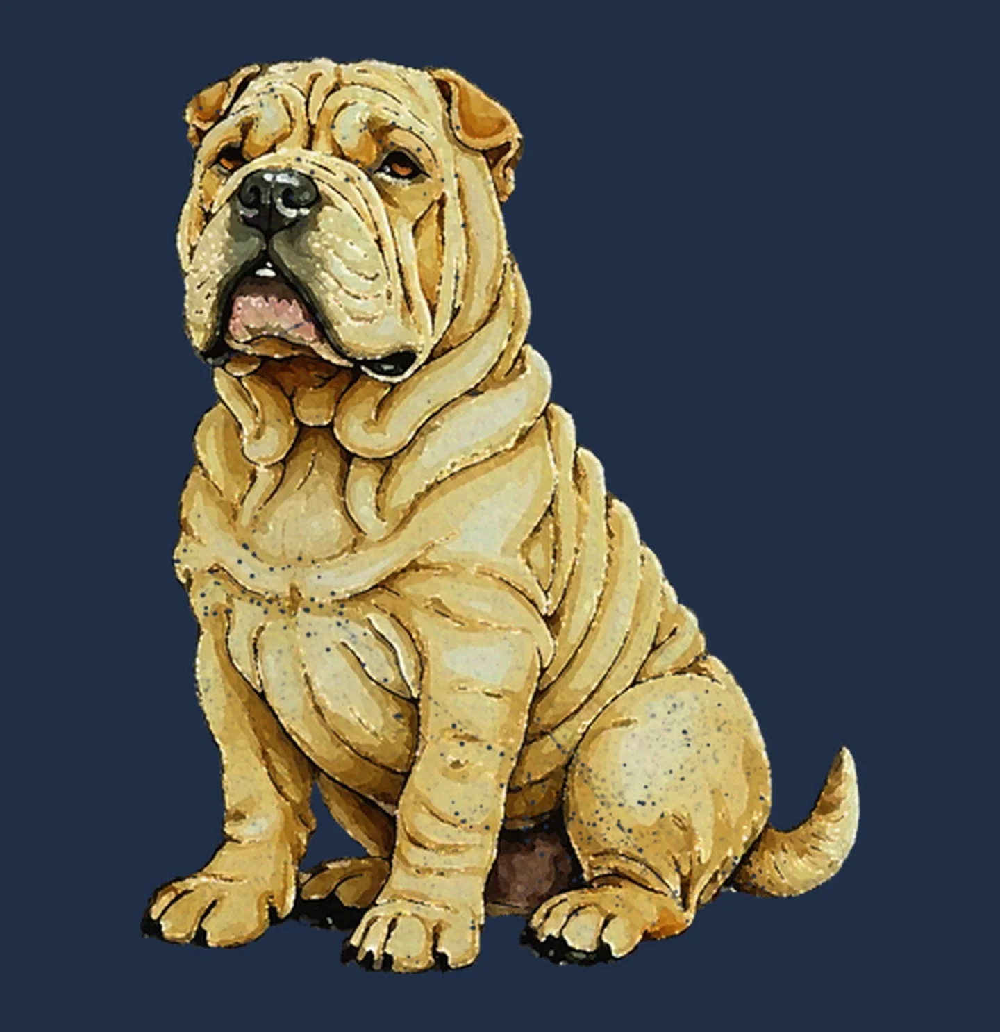 Watercolor Chinese Shar-Pei Adult Unisex T-Shirt - Image 2