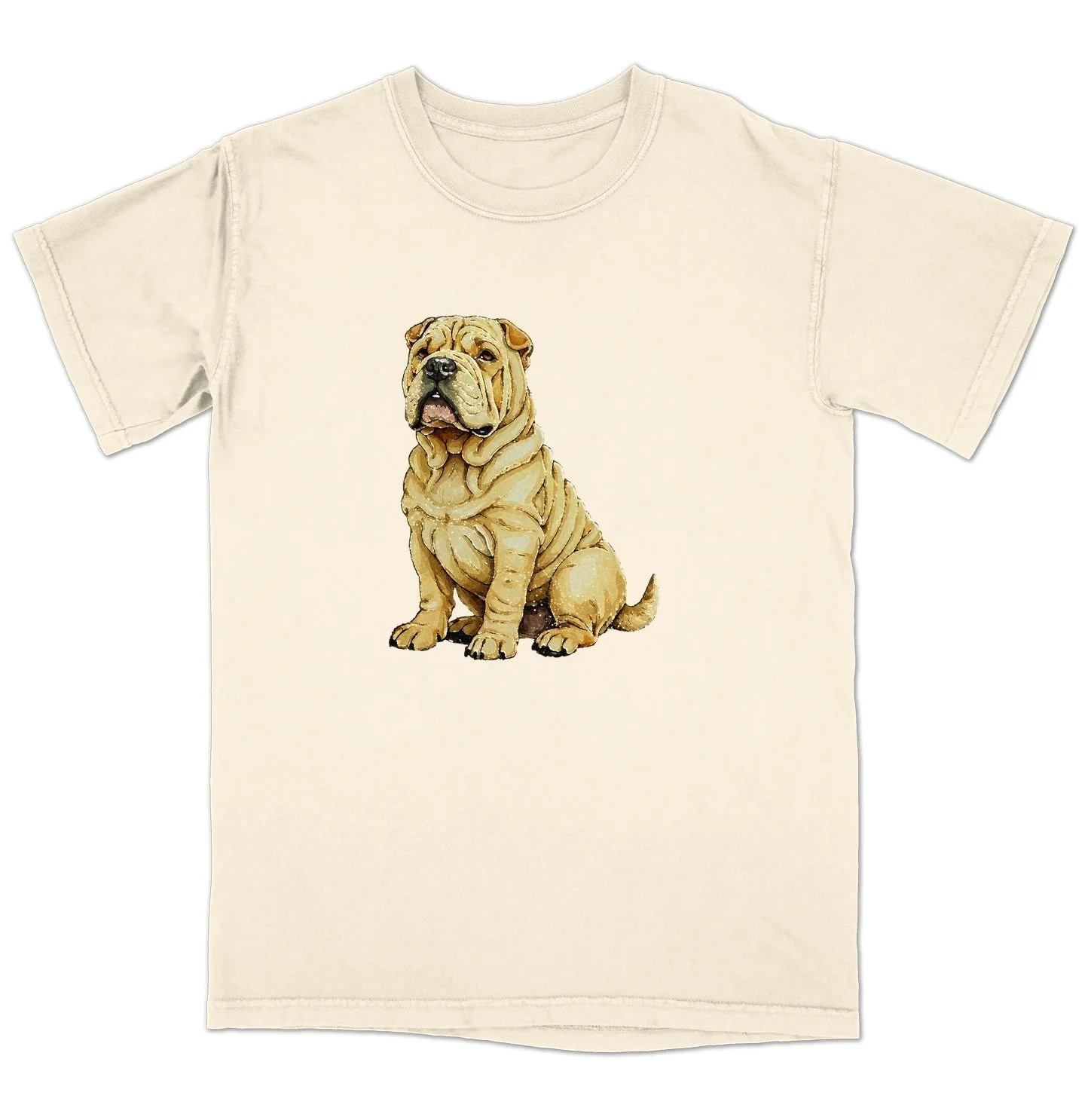 Watercolor Chinese Shar-Pei Adult Unisex T-Shirt - Image 3