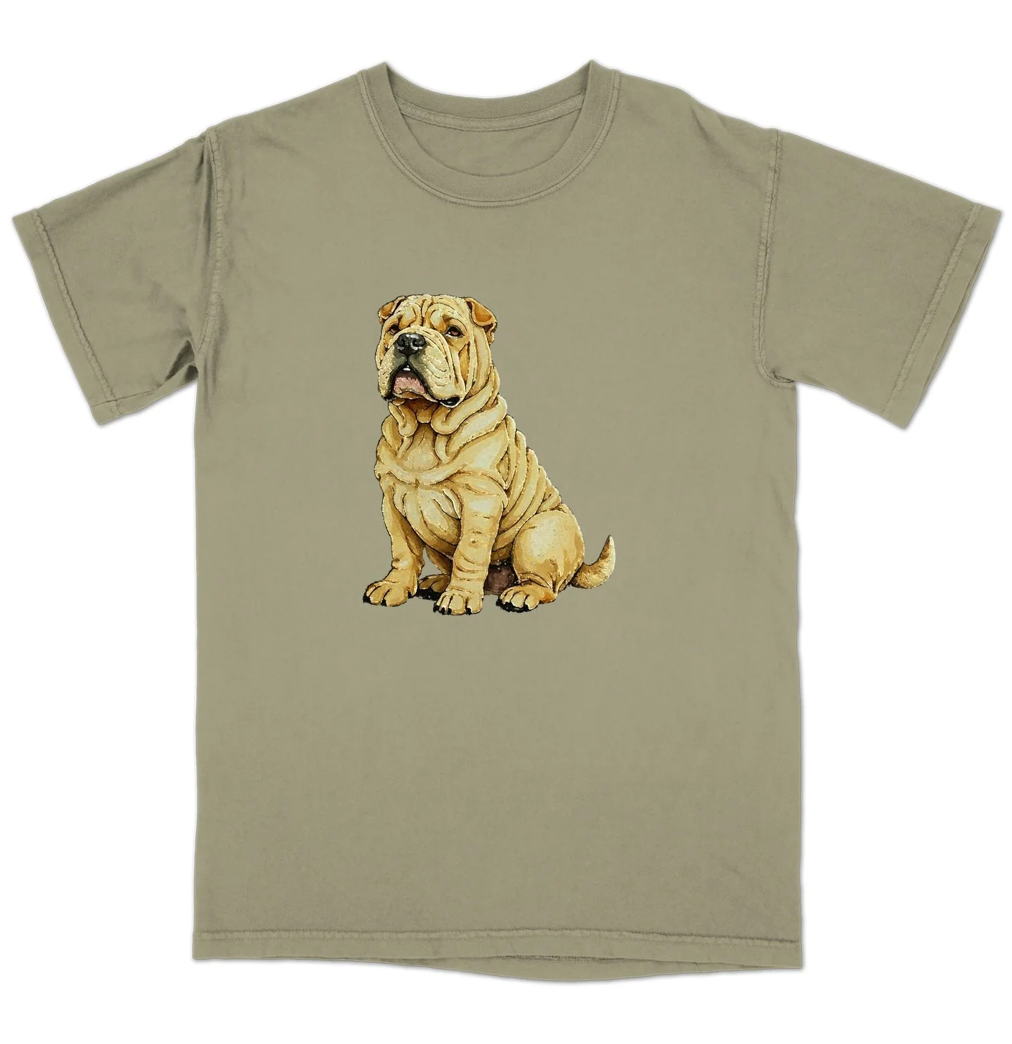 Watercolor Chinese Shar-Pei Adult Unisex T-Shirt - Image 4