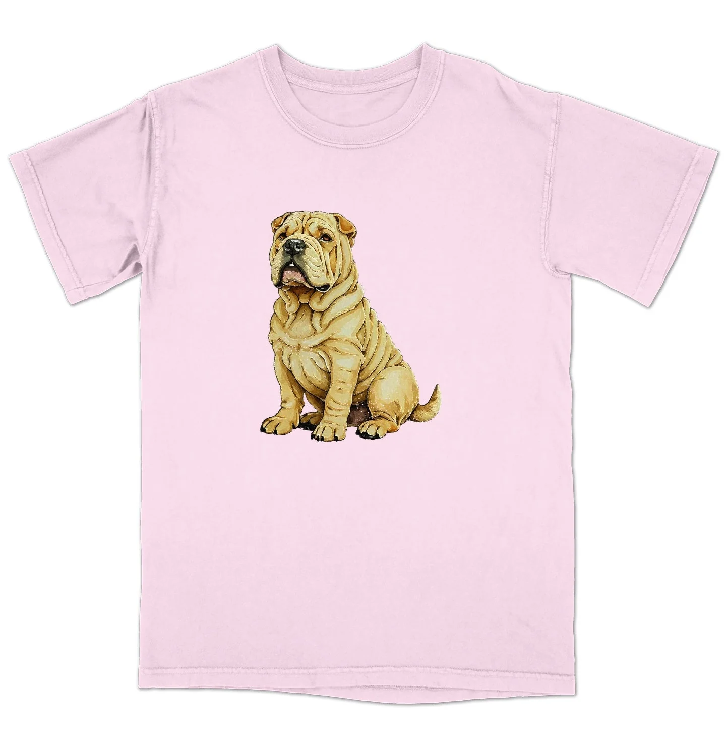 Watercolor Chinese Shar-Pei Adult Unisex T-Shirt - Image 5