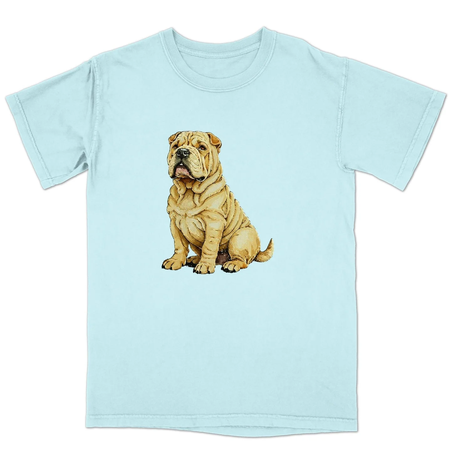 Watercolor Chinese Shar-Pei Adult Unisex T-Shirt - Image 6