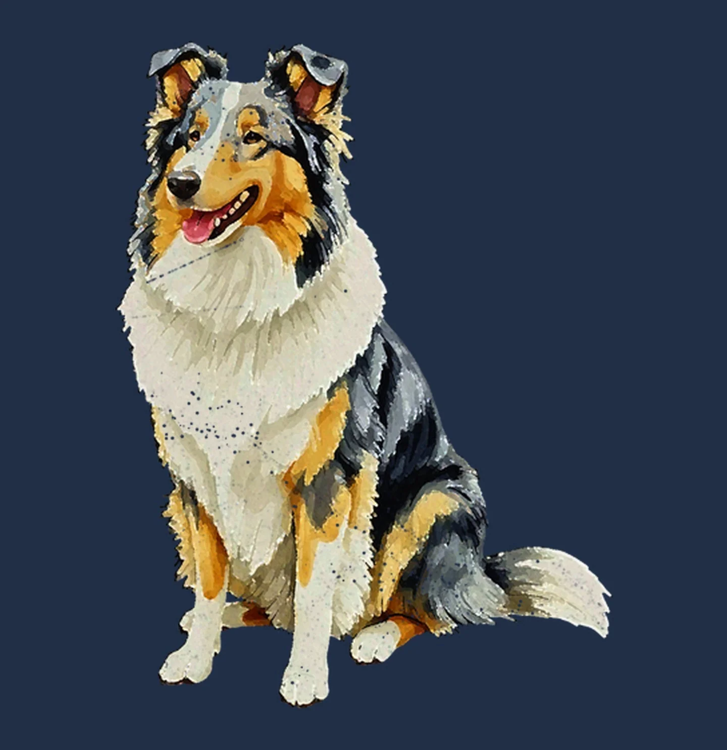 Watercolor Collie Adult Unisex T-Shirt - Image 2