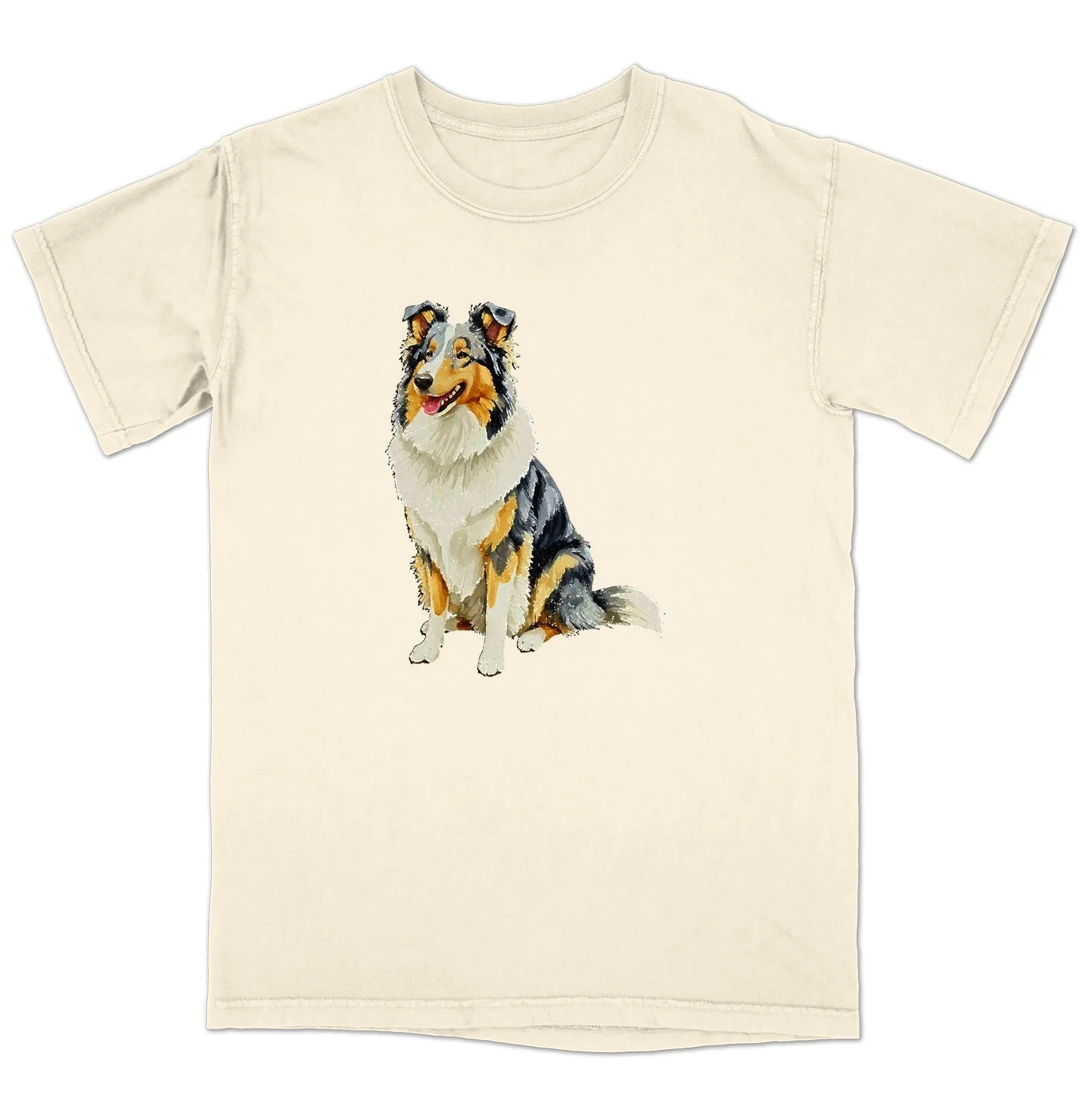 Watercolor Collie Adult Unisex T-Shirt - Image 3