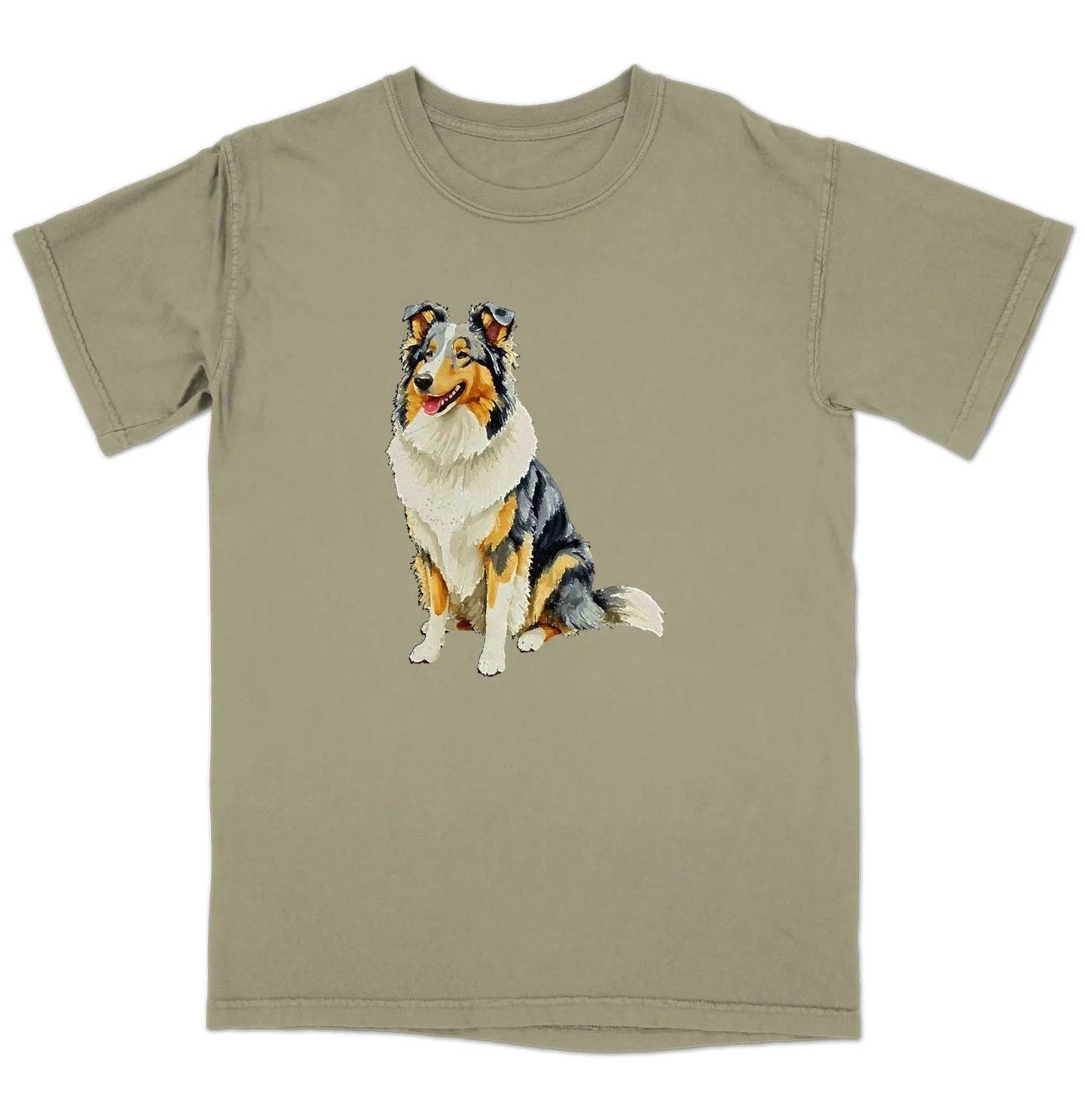 Watercolor Collie Adult Unisex T-Shirt - Image 4
