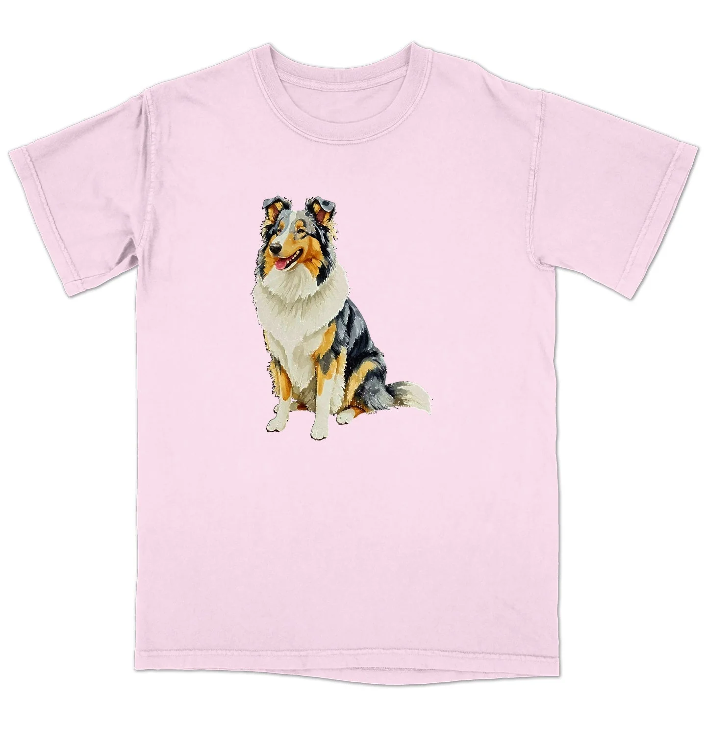 Watercolor Collie Adult Unisex T-Shirt - Image 5