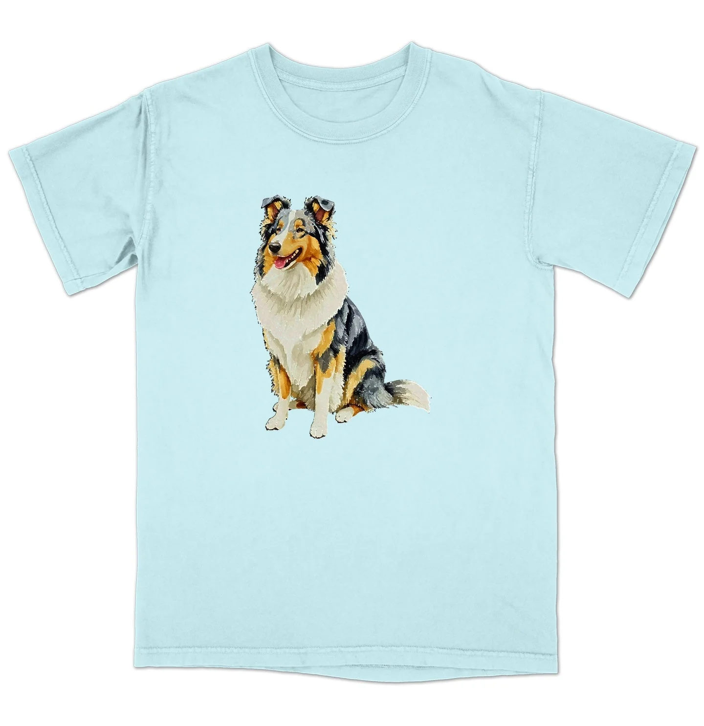 Watercolor Collie Adult Unisex T-Shirt - Image 6