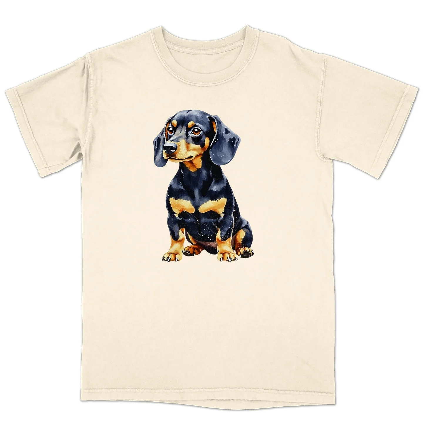 Watercolor Dachshund Adult Unisex T-Shirt - Image 3